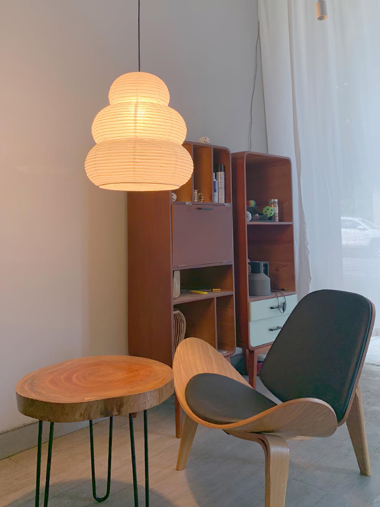 Solara Pendelleuchte Washi-Papier Stufen-Laterne Japanisch Wohnzimmer-Letslighting