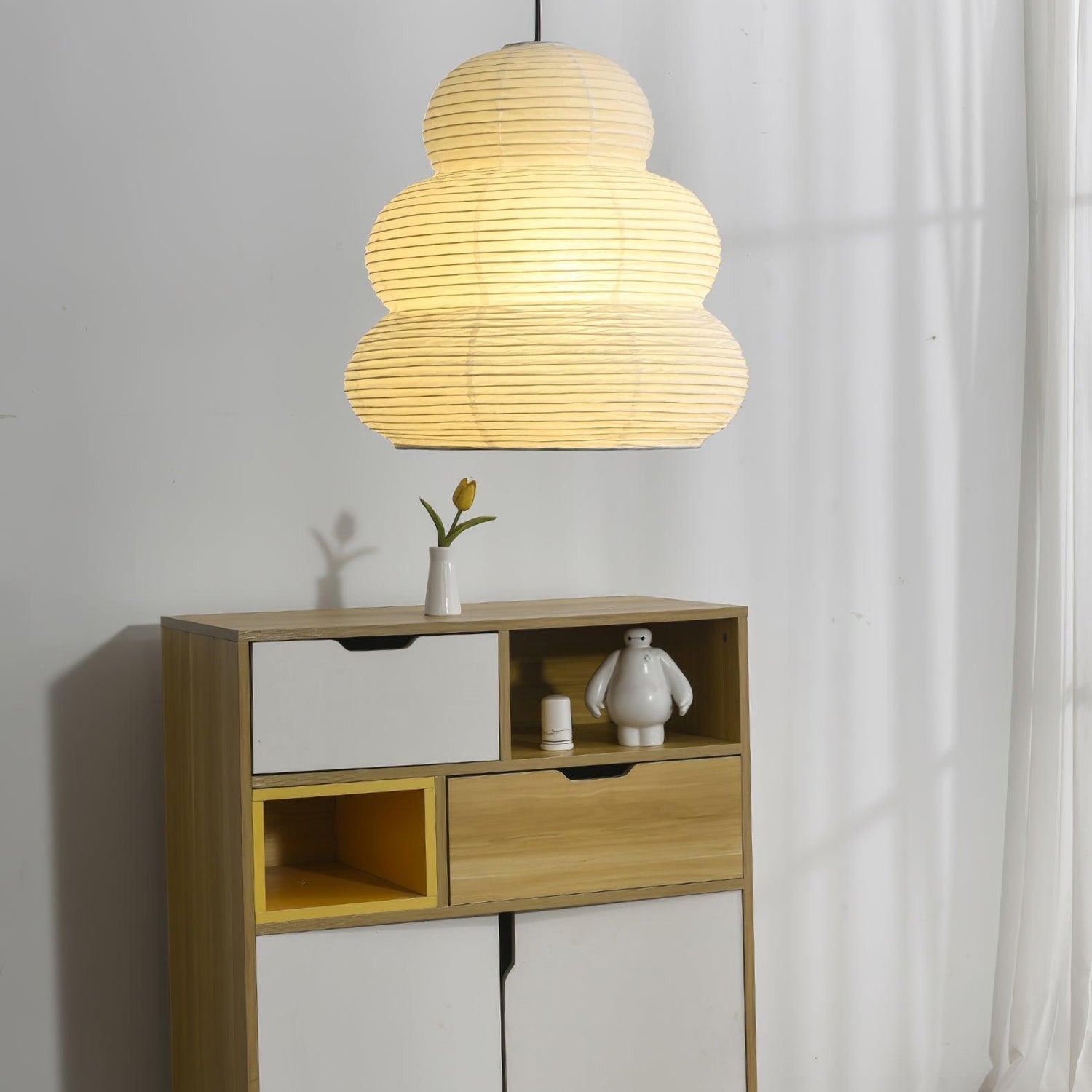 Solara Pendelleuchte Washi-Papier Stufen-Laterne Japanisch Wohnzimmer-Letslighting