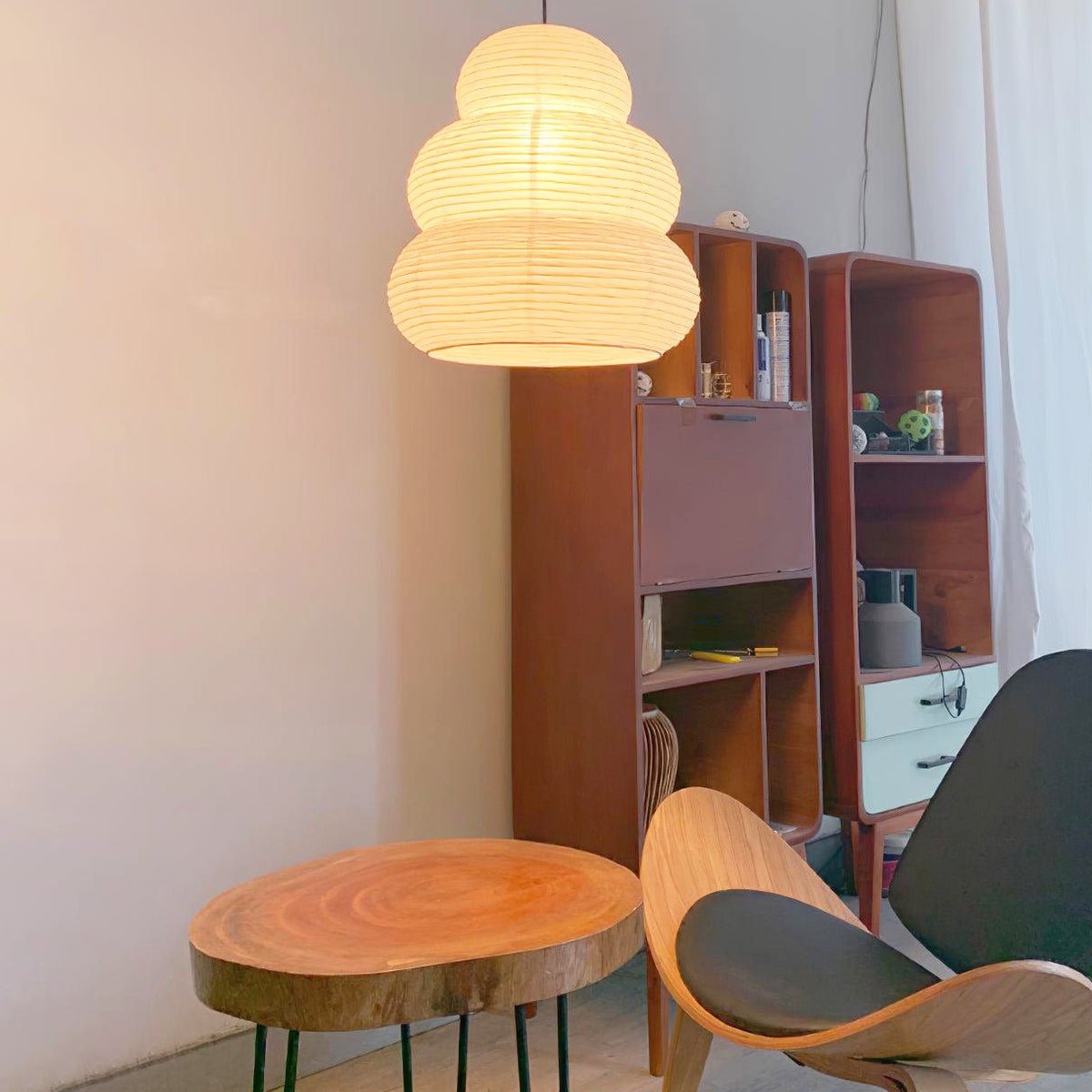 Solara Pendelleuchte Washi-Papier Stufen-Laterne Japanisch Wohnzimmer-Letslighting