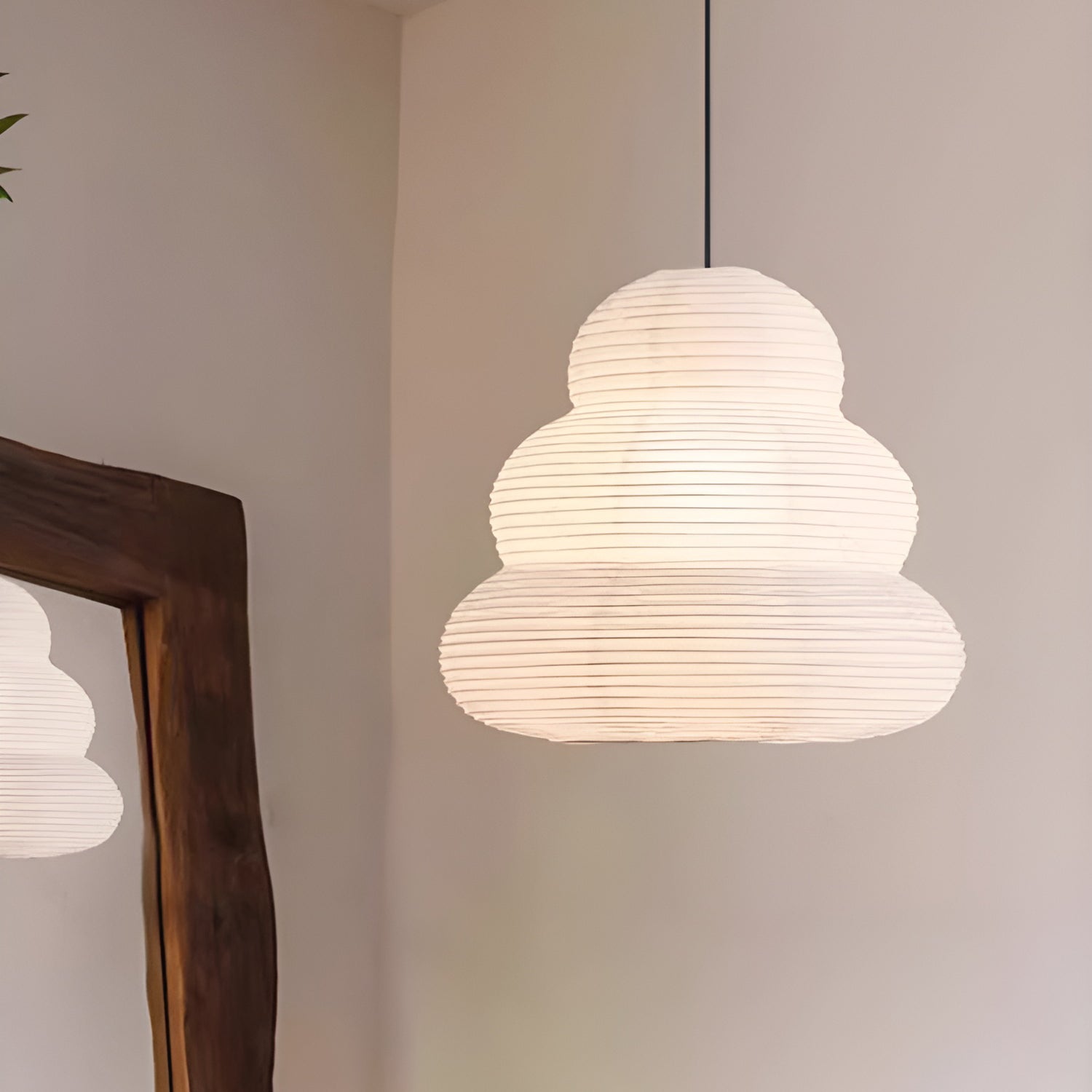 Solara Pendelleuchte Washi-Papier Stufen-Laterne Japanisch Wohnzimmer-Letslighting