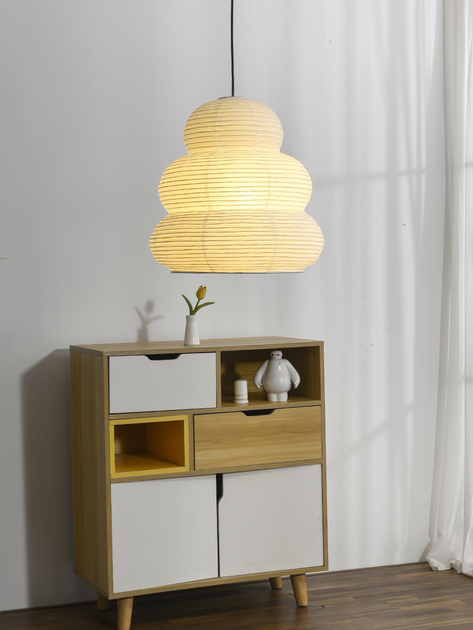 Solara Pendelleuchte Washi-Papier Stufen-Laterne Japanisch Wohnzimmer-Letslighting