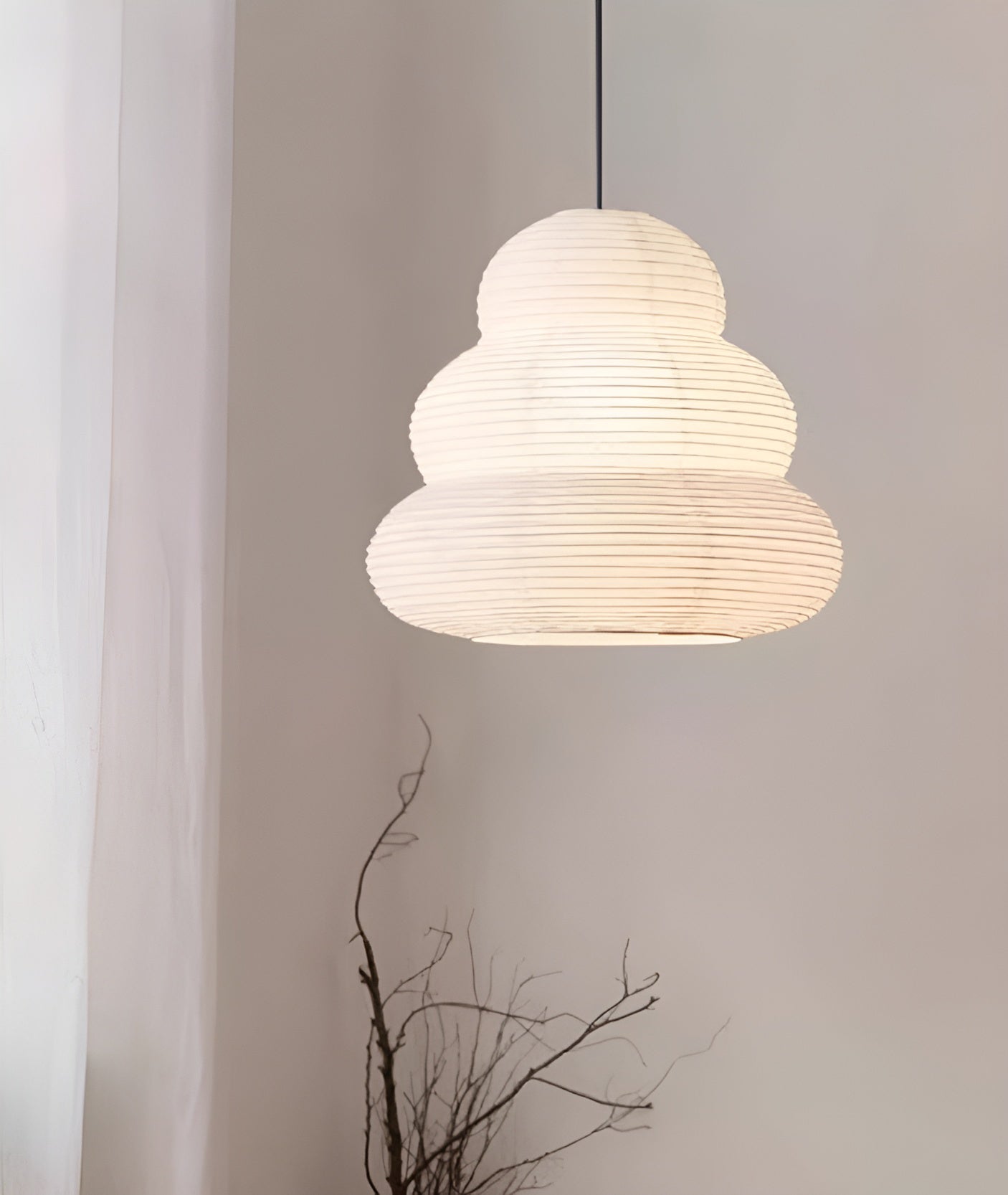 Solara Pendelleuchte Washi-Papier Stufen-Laterne Japanisch Wohnzimmer-Letslighting