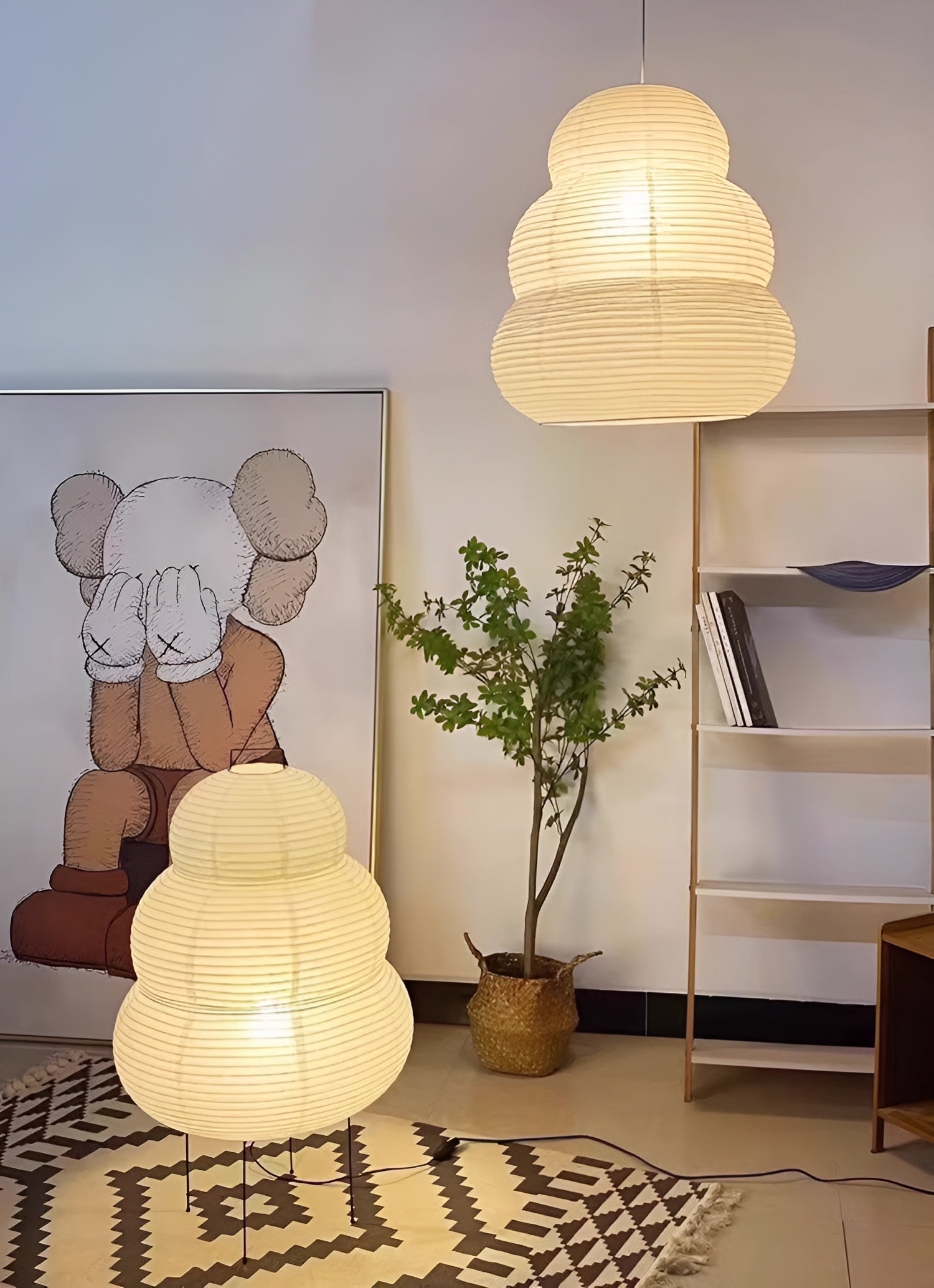 Solara Pendelleuchte Washi-Papier Stufen-Laterne Japanisch Wohnzimmer-Letslighting