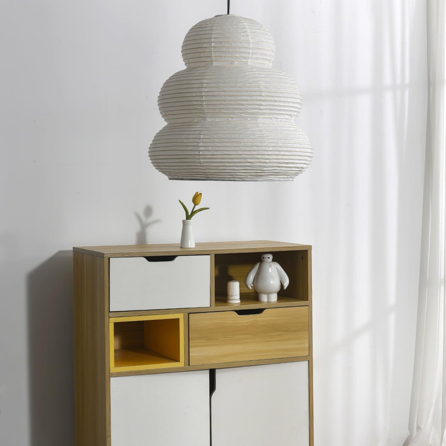 Solara Pendelleuchte Washi-Papier Stufen-Laterne Japanisch Wohnzimmer-Letslighting