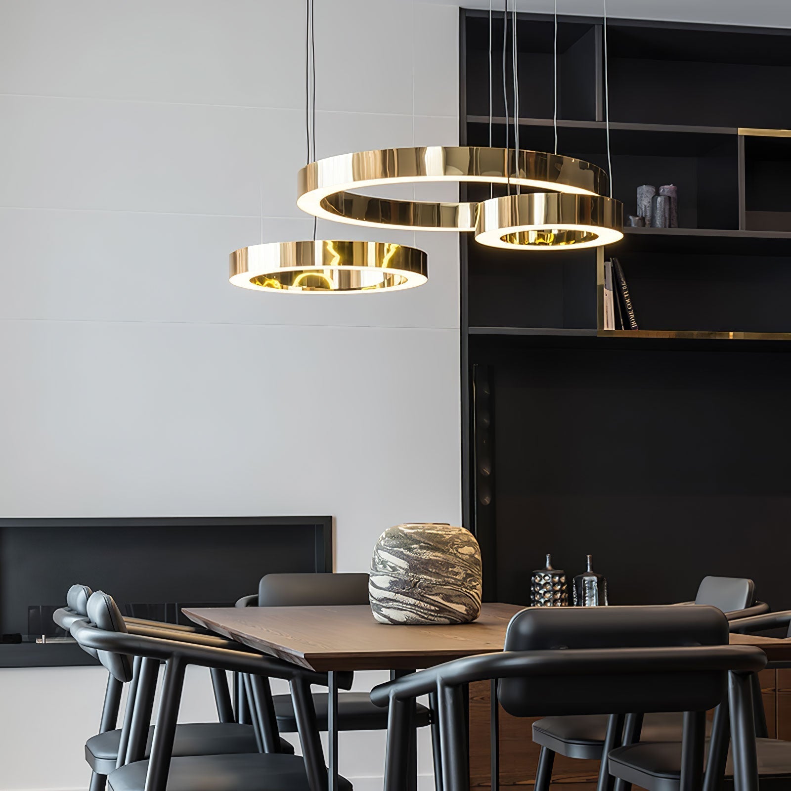 Lustra Pendelleuchte LED Ring Gold Modern 3 Ring-Letslighting