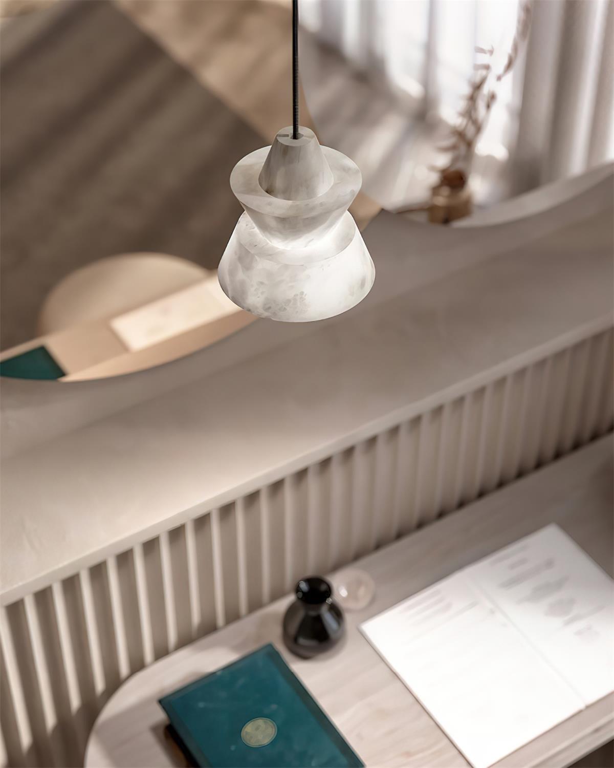 Ezion Layered White Alabaster Pendant Light - Letslighting
