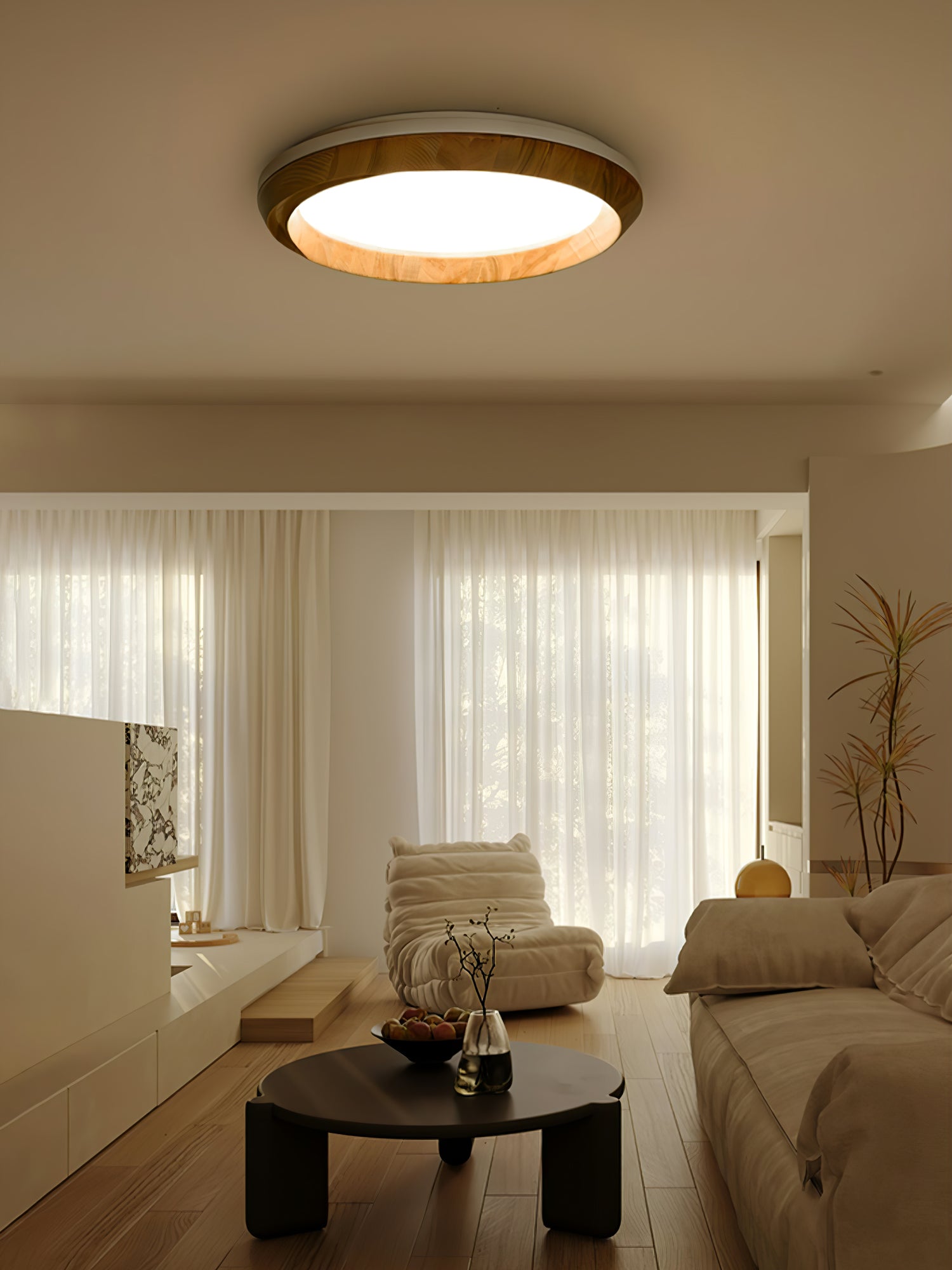 Aurdoreth Modern Minimalistisch Ripple Holz Deckenleuchte-Letslighting