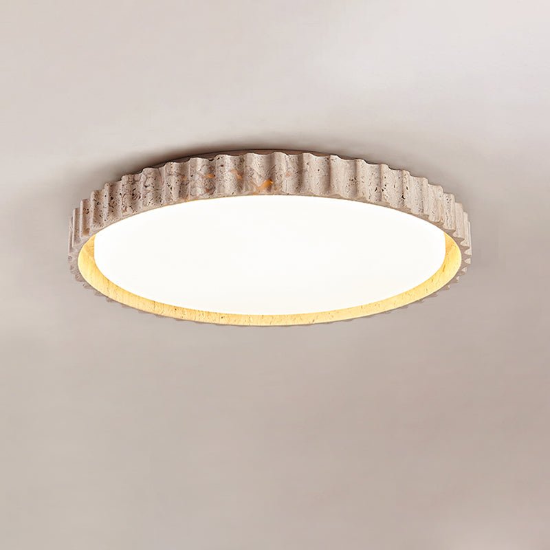 Ornorus Fluted Ring Travertine Ceiling Light - Neutralighting