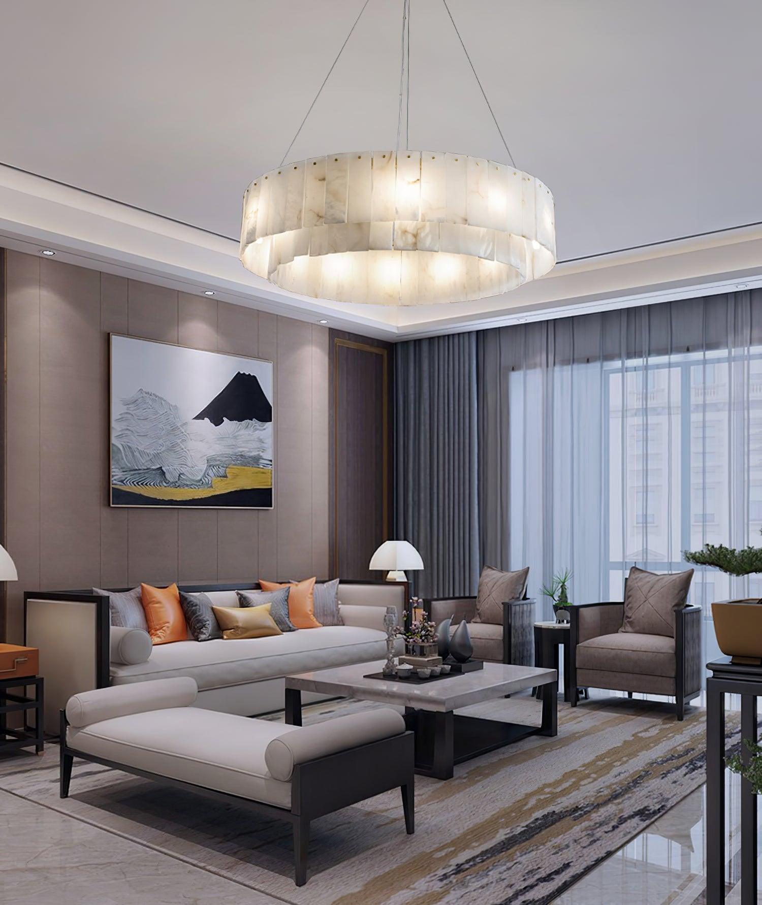 Zelaean Alabaster Round Pendant Light - Neutralighting