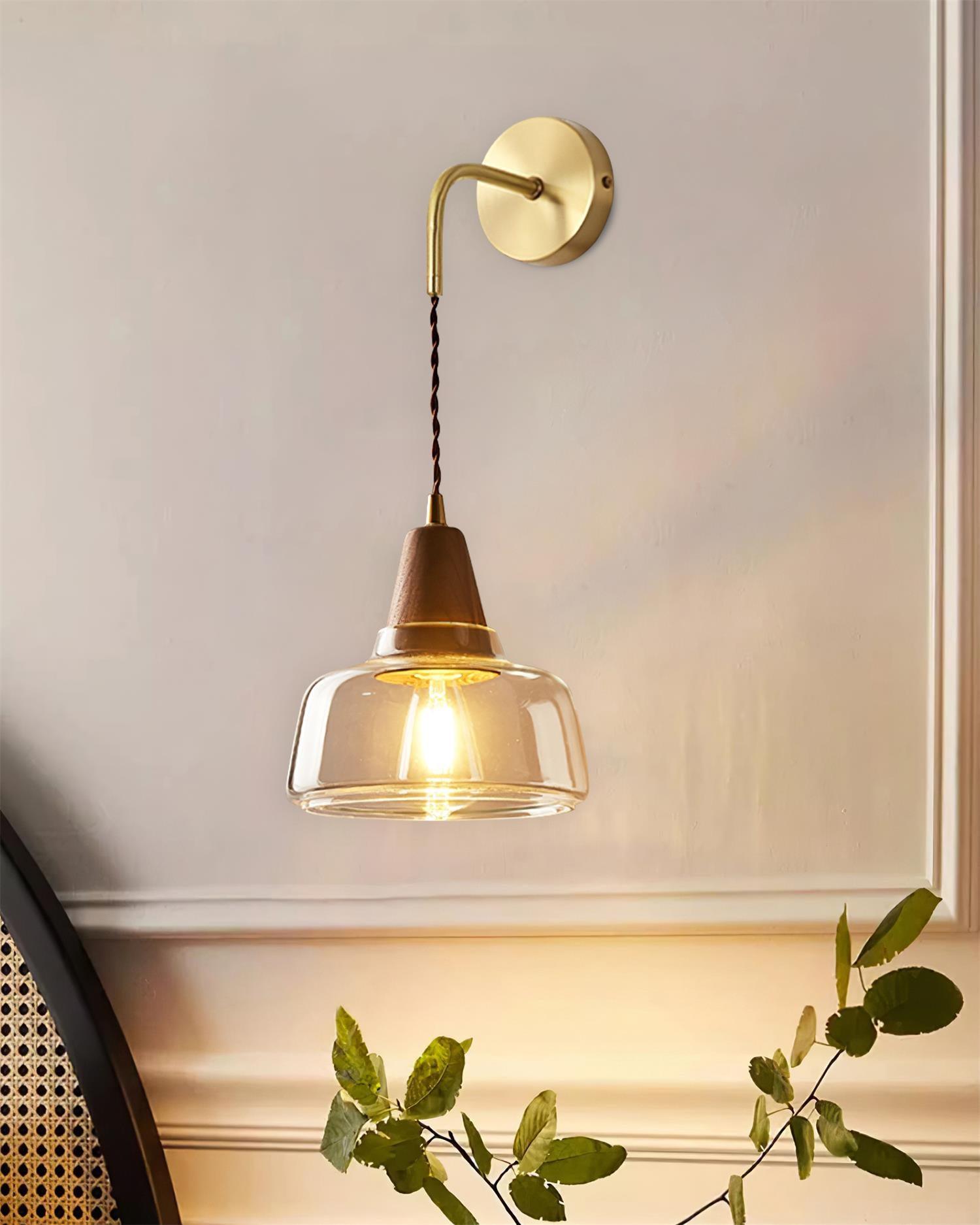 York Moderne Wandleuchte aus Bernsteinfarbenem Glas-Letslighting