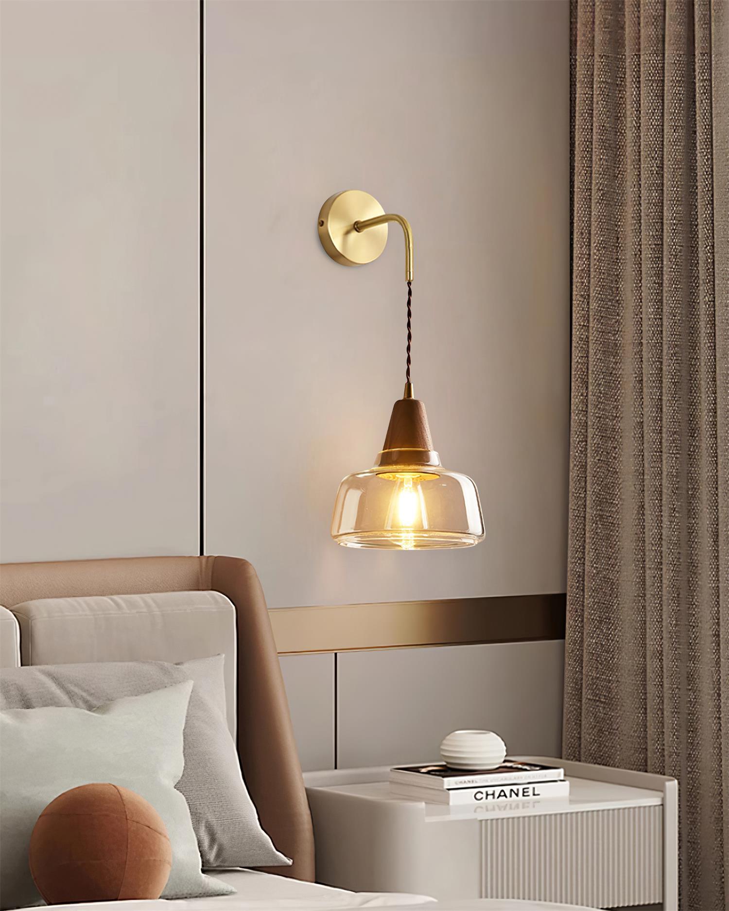 York Moderne Wandleuchte aus Bernsteinfarbenem Glas-Letslighting