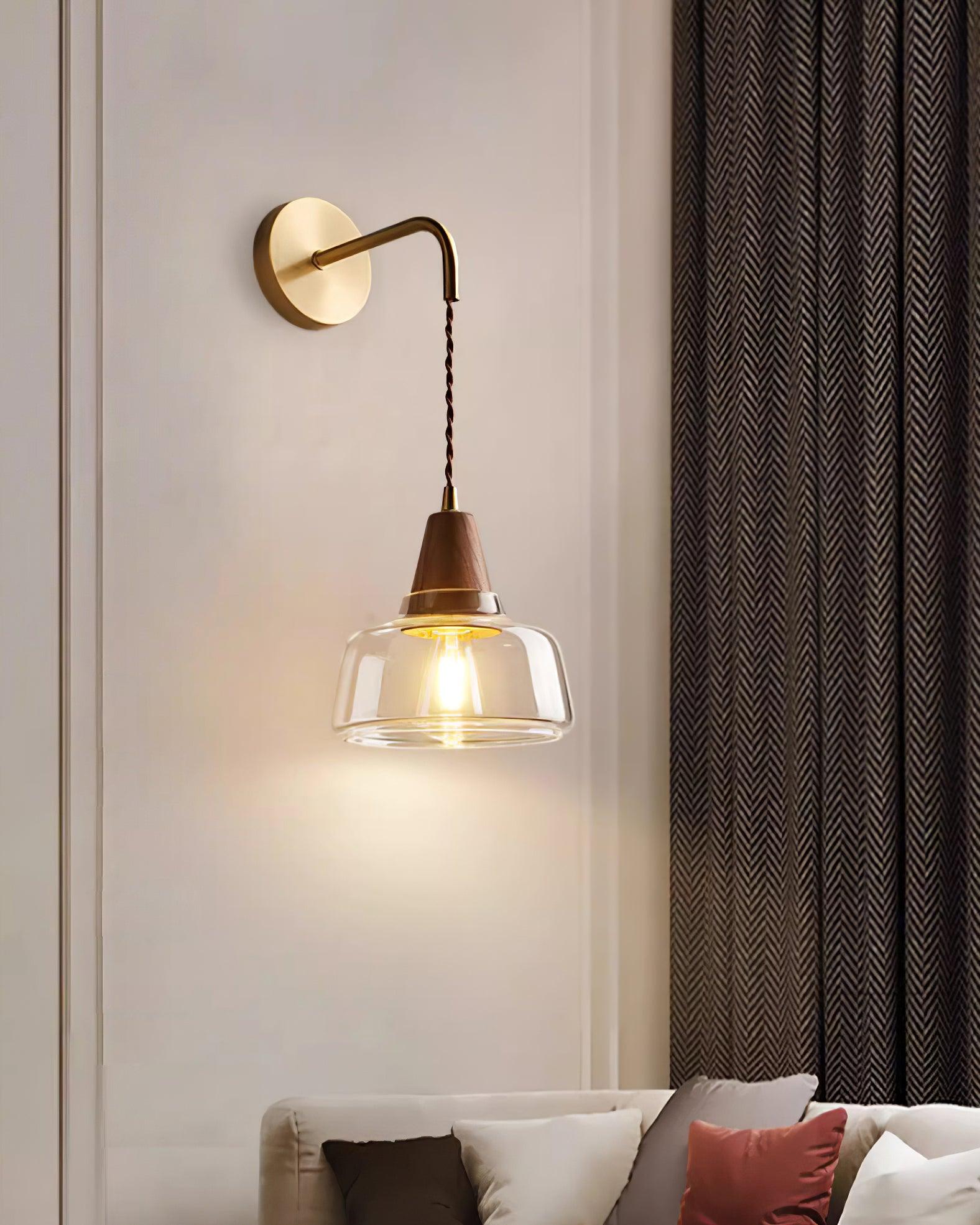 York Moderne Wandleuchte aus Bernsteinfarbenem Glas-Letslighting