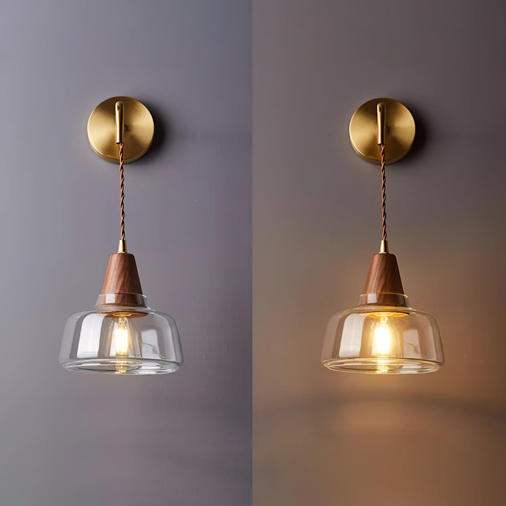 York Moderne Wandleuchte aus Bernsteinfarbenem Glas-Letslighting
