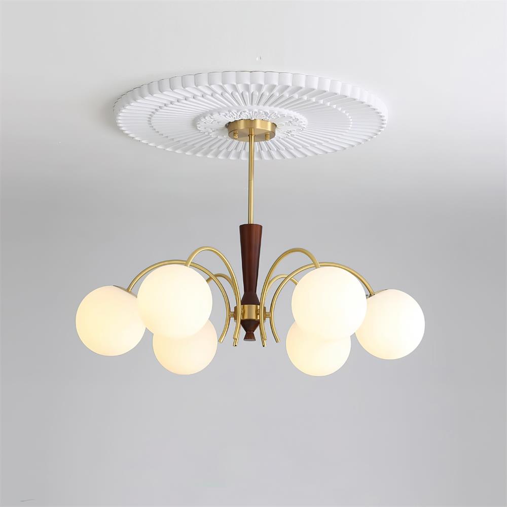 Veslo Messing Holz Globus Kronleuchter-Letslighting