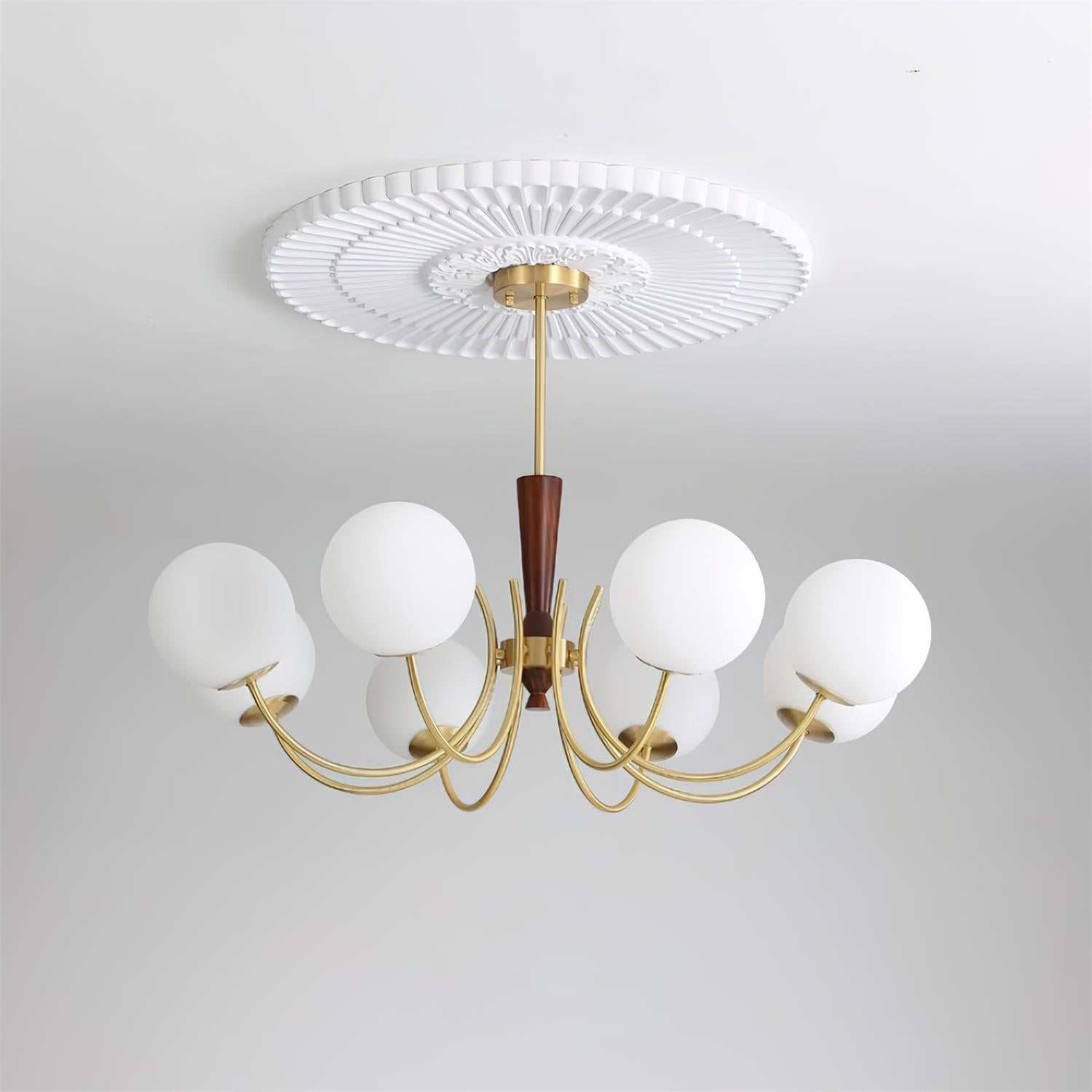 Veslo Messing Holz Globus Kronleuchter-Letslighting