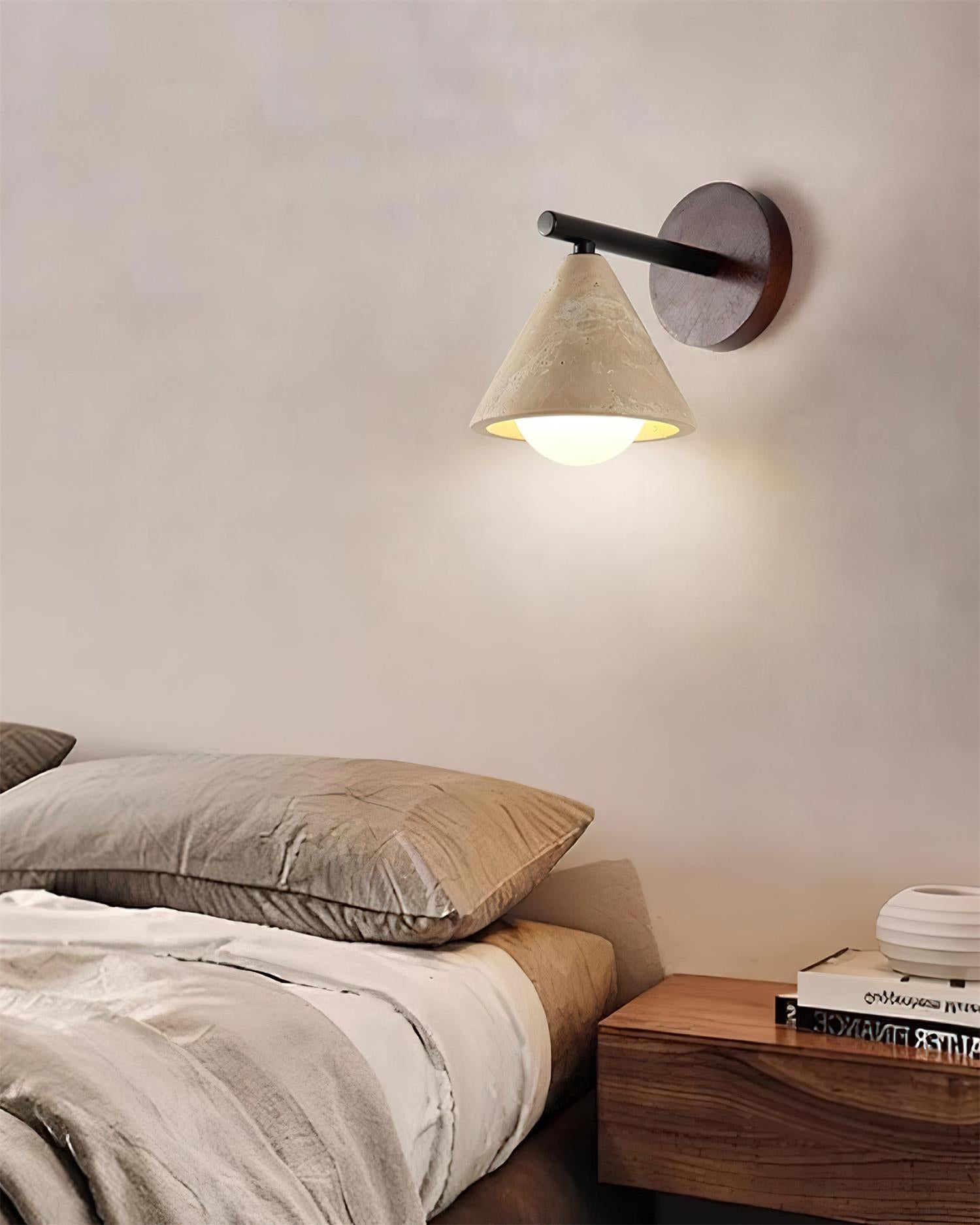 Riita Wall Lamp triangular cone-shaped travertine - Letslighting