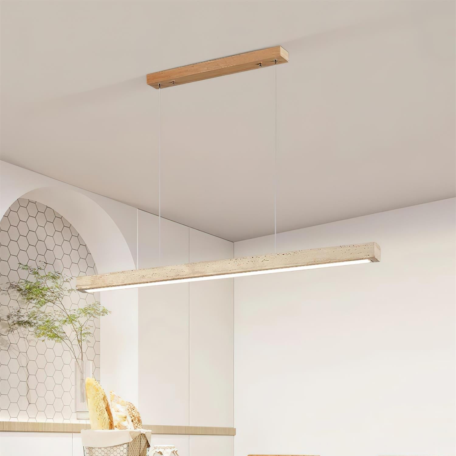 Delya Linear Travertine Pendant Lamp - Letslighting