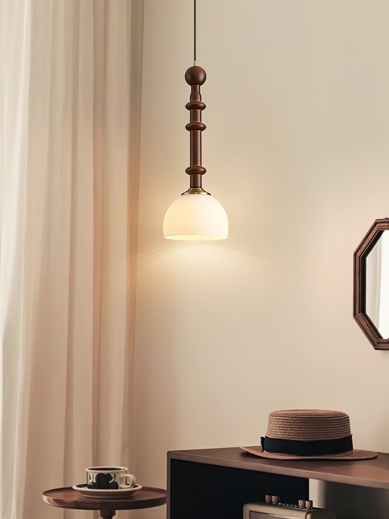 Halo Bernstein Glanz Vintage Holz Pendelleuchte-Letslighting
