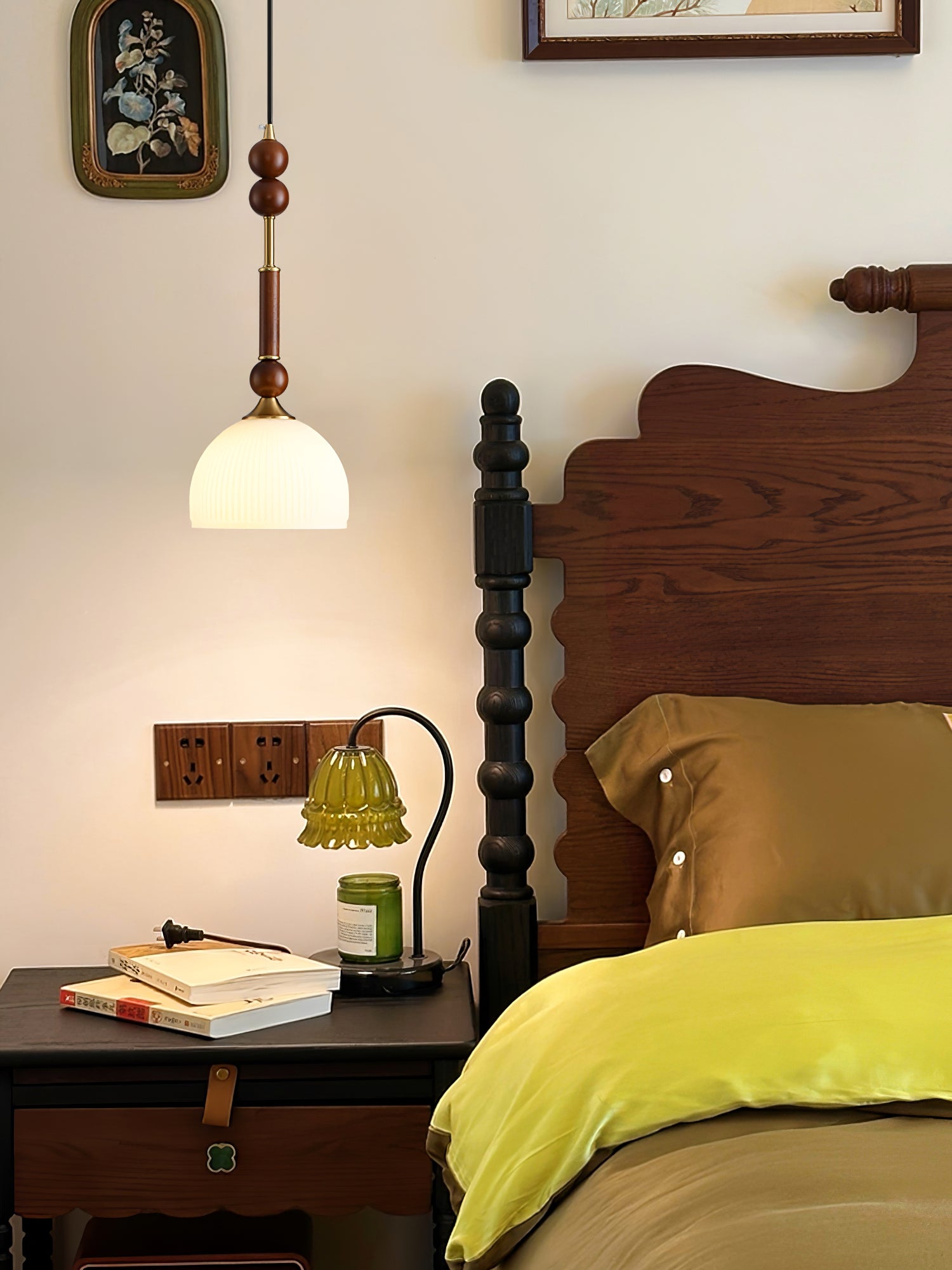 Halo Bernstein Glanz Vintage Holz Pendelleuchte-Letslighting