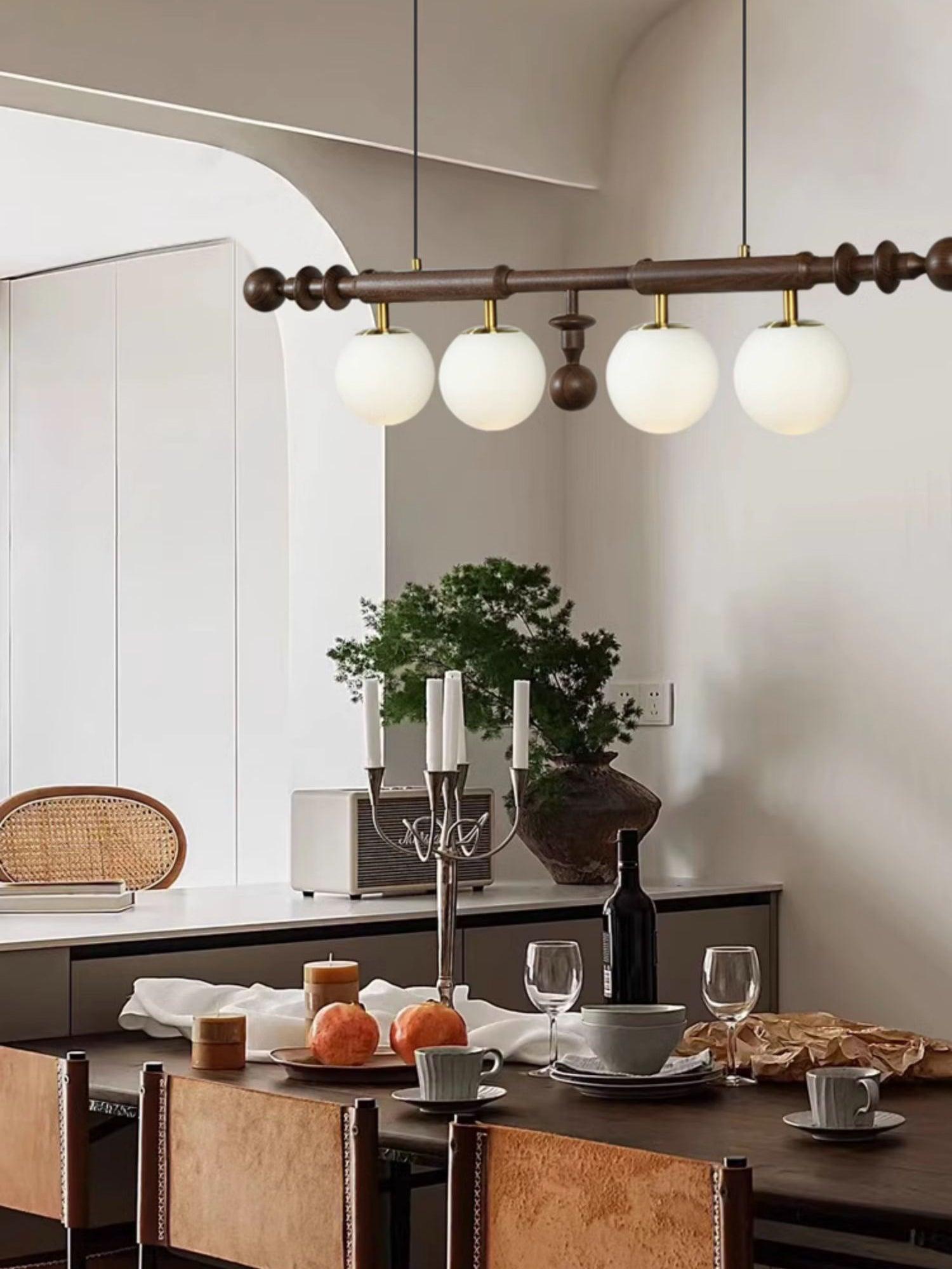 Lustra Kronleuchter Römisch Säule Walnuss Holz Glas-Letslighting