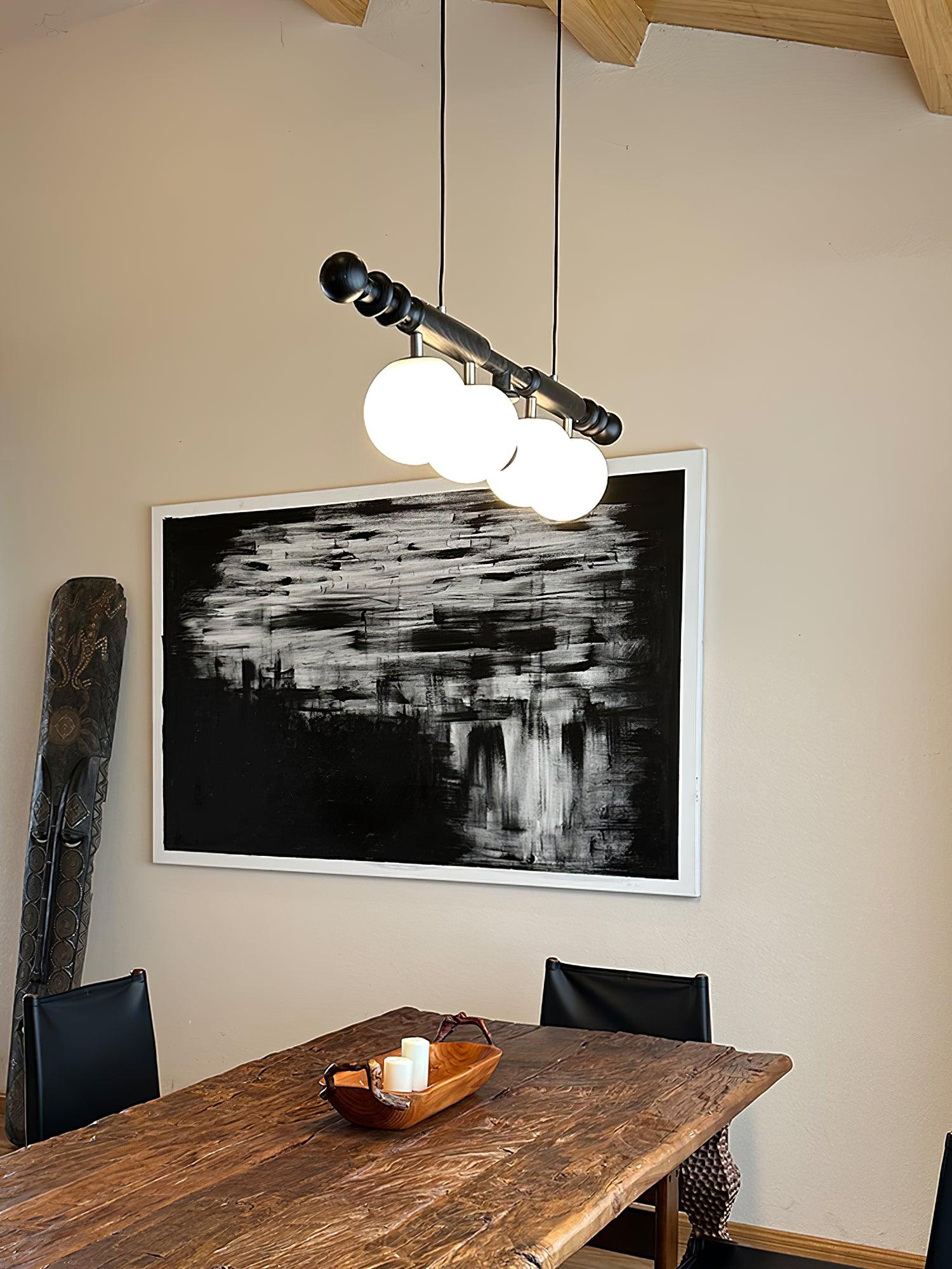Lustra Kronleuchter Römisch Säule Walnuss Holz Glas-Letslighting
