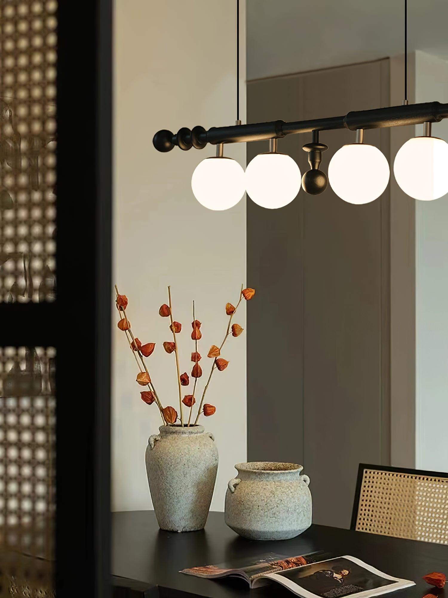Lustra Kronleuchter Römisch Säule Walnuss Holz Glas-Letslighting