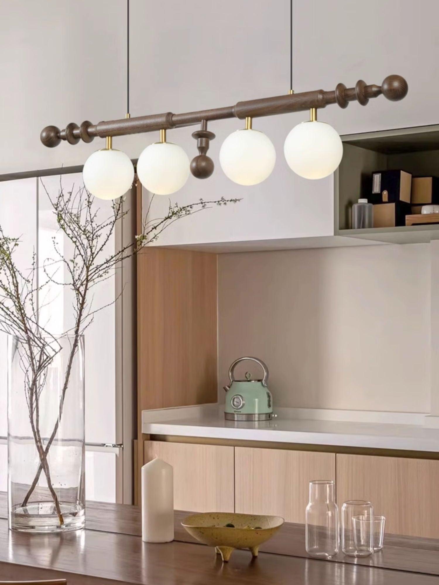 Lustra Kronleuchter Römisch Säule Walnuss Holz Glas-Letslighting
