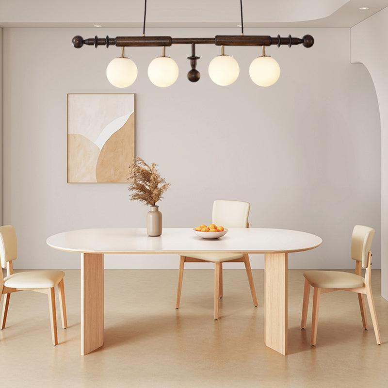 Lustra Kronleuchter Römisch Säule Walnuss Holz Glas-Letslighting