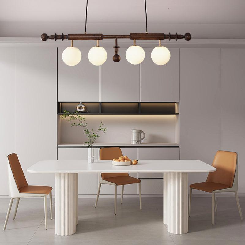 Lustra Kronleuchter Römisch Säule Walnuss Holz Glas-Letslighting