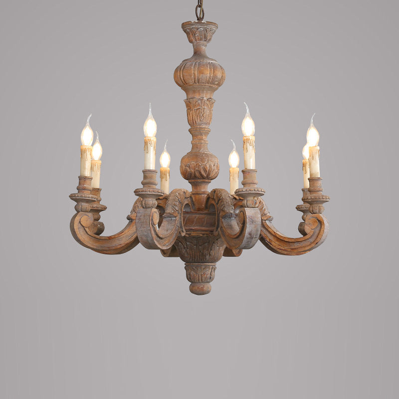 Olrinila Römischer Vintage-Holz-Kronleuchter-Letslighting