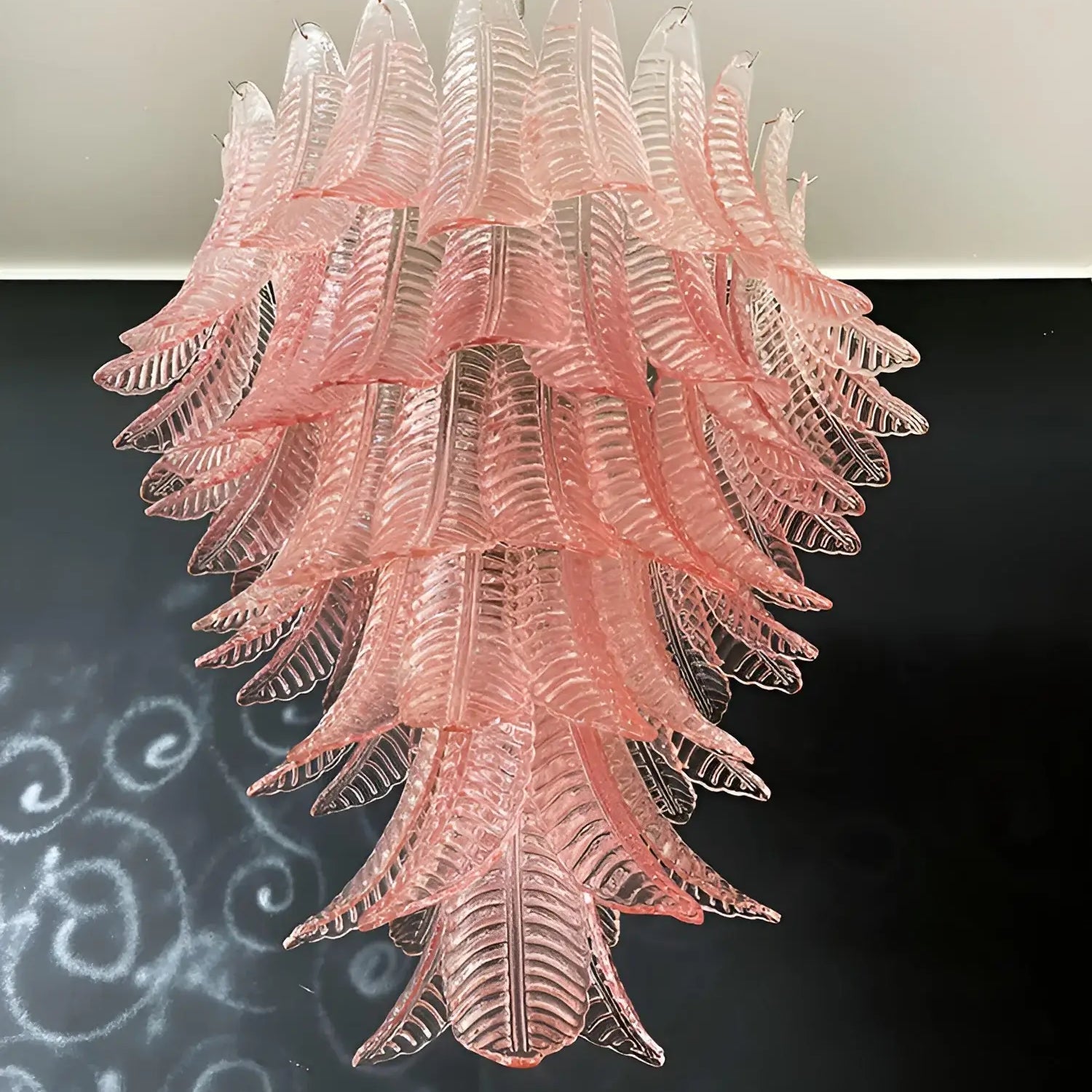 Aurora Chandelier Pink Murano Glass Leaves Cascading Romantic - Neutralighting