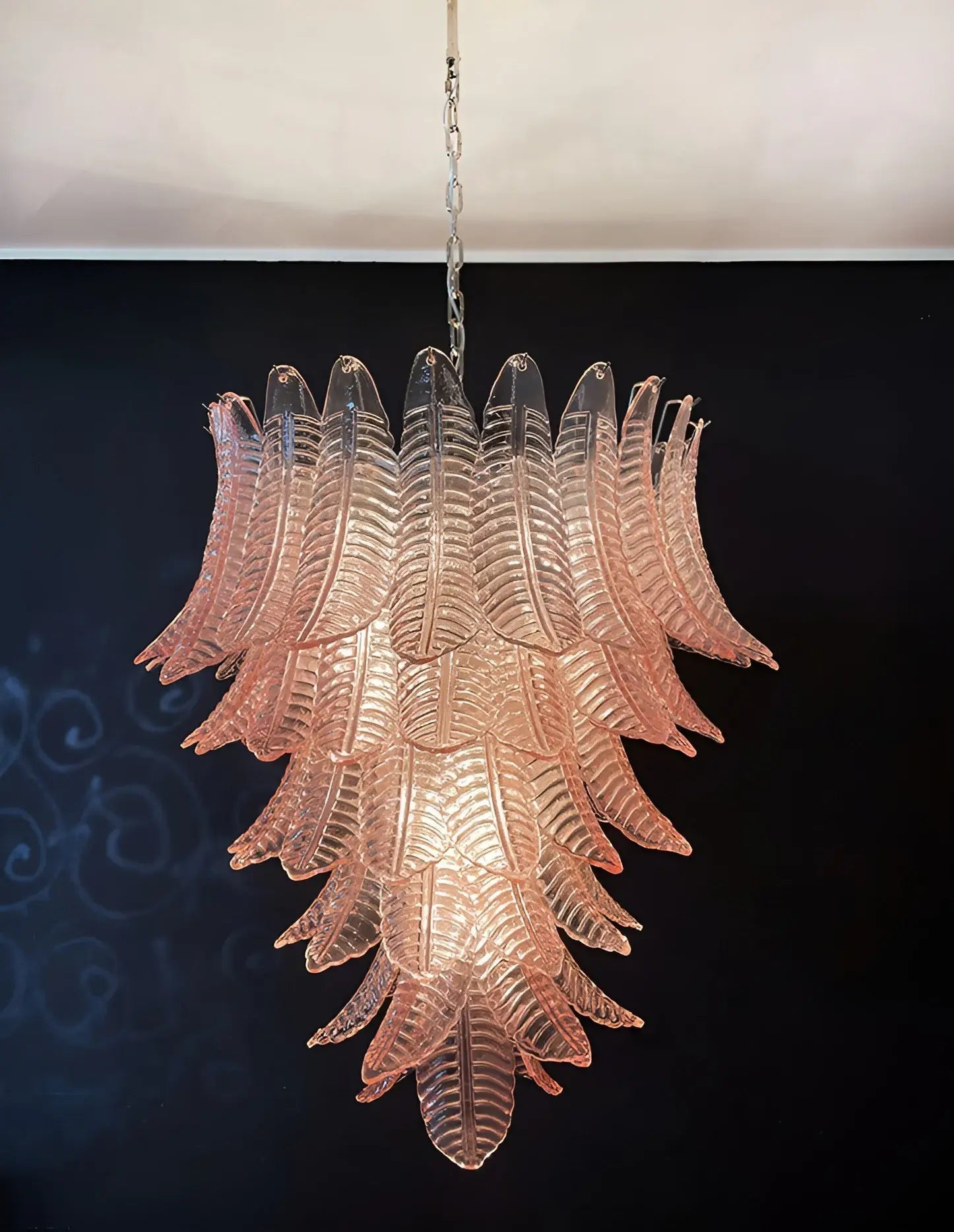 Aurora Chandelier Pink Murano Glass Leaves Cascading Romantic - Neutralighting