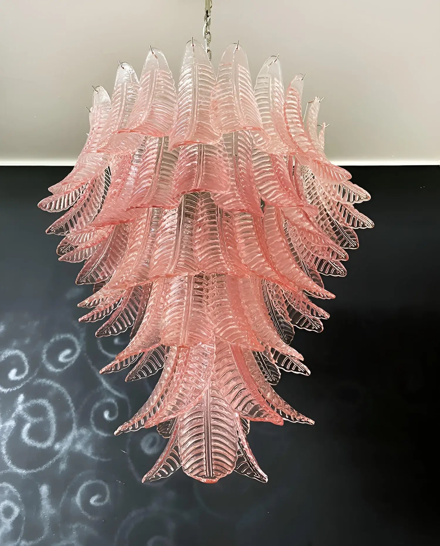 Aurora Chandelier Pink Murano Glass Leaves Cascading Romantic - Neutralighting
