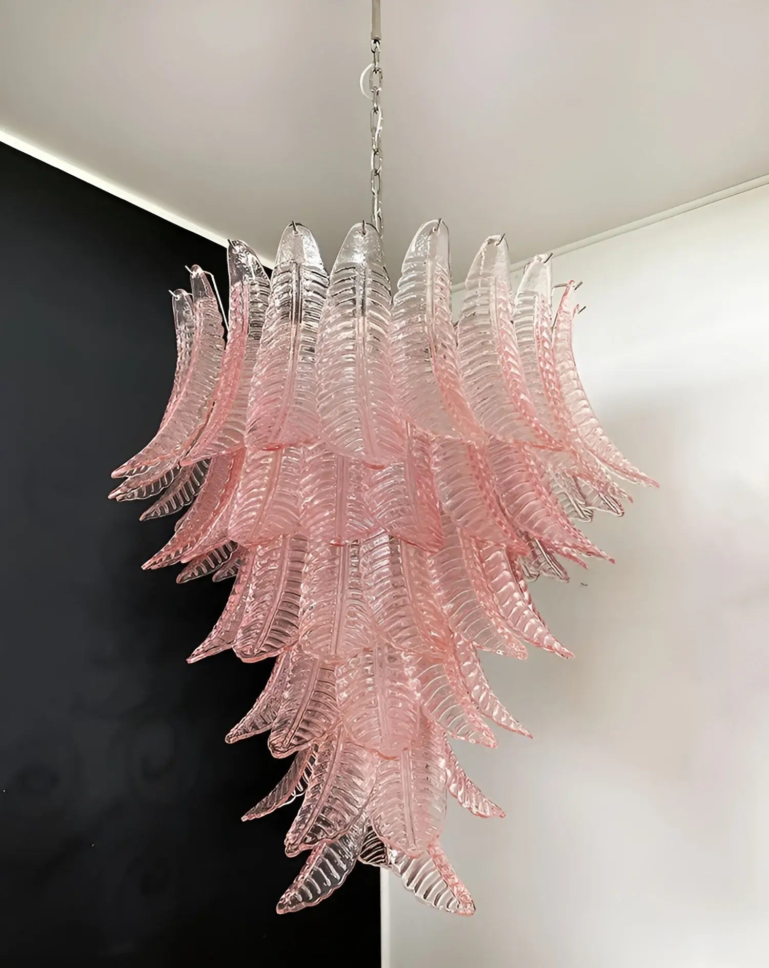 Aurora Chandelier Pink Murano Glass Leaves Cascading Romantic - Neutralighting