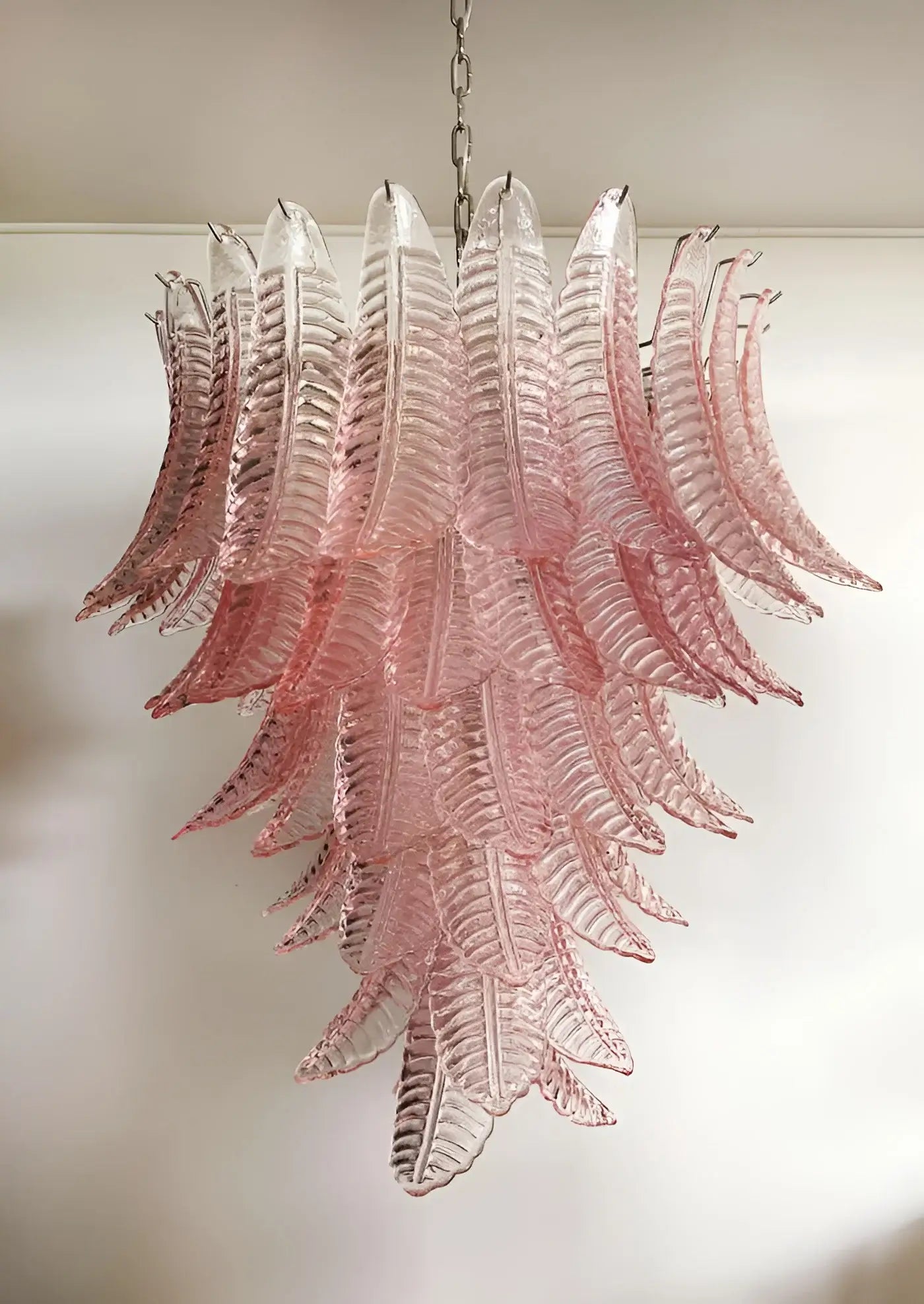Aurora Chandelier Pink Murano Glass Leaves Cascading Romantic - Neutralighting