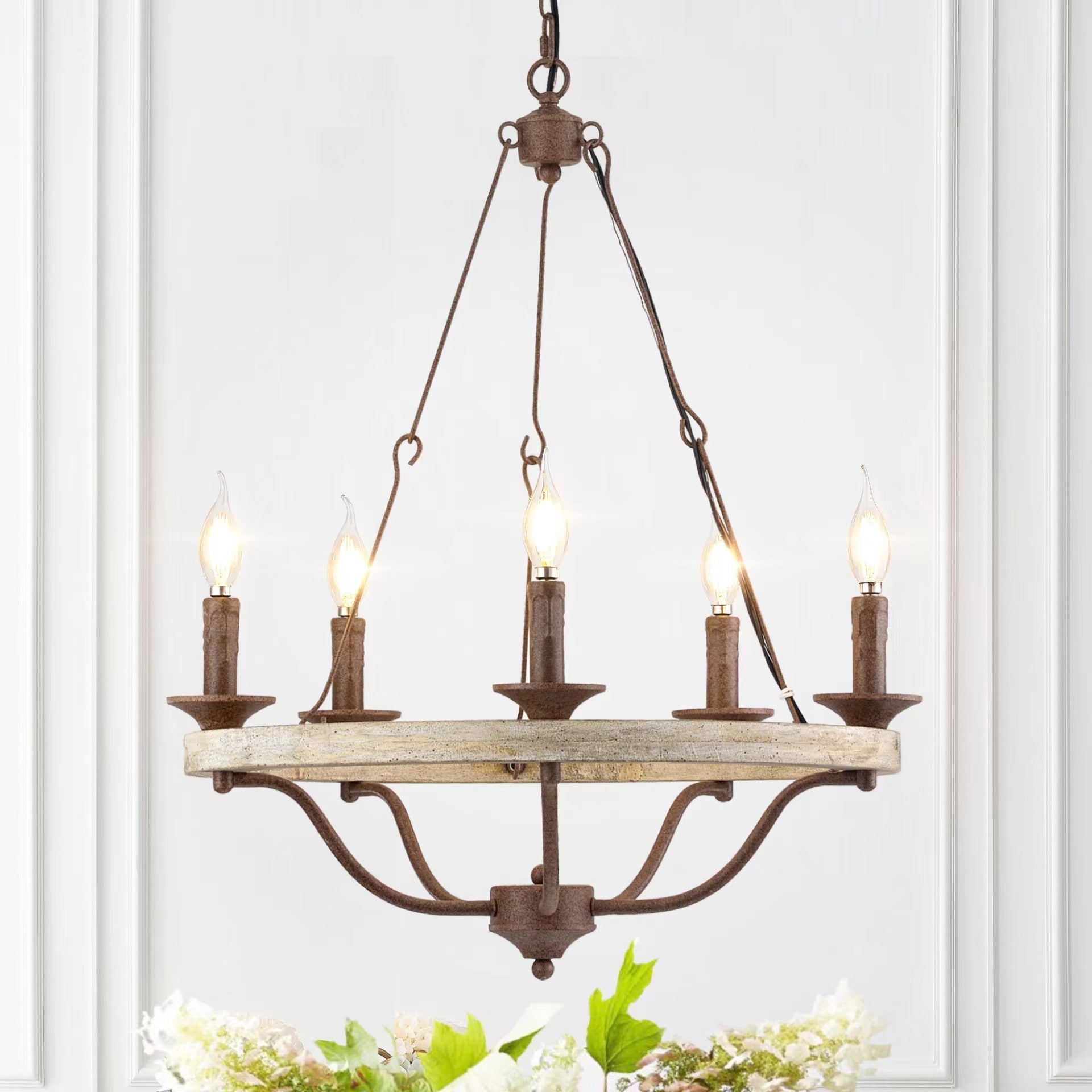 Rosalind Industrieller Vintage Kronleuchter aus Holz-Letslighting