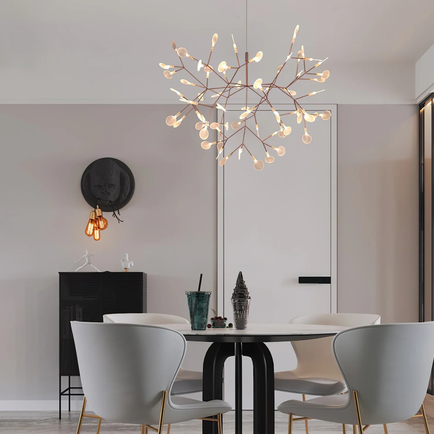 Lior Einzigartiger Sputnik-Kronleuchter im Art-Déco-Stil mit Glühwürmchen-Optik