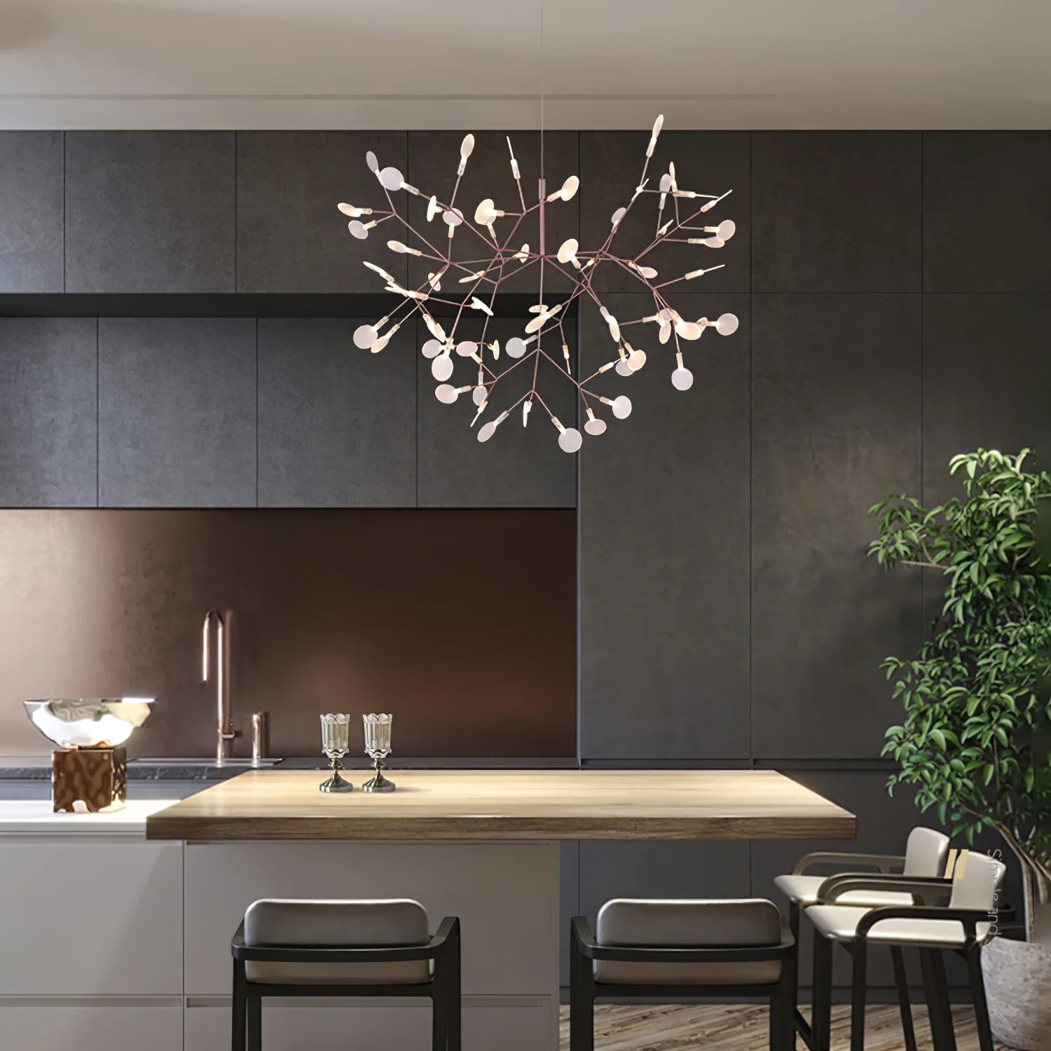 Lior Einzigartiger Sputnik-Kronleuchter im Art-Déco-Stil mit Glühwürmchen-Optik