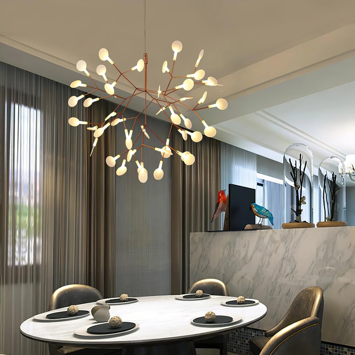 Lior Einzigartiger Sputnik-Kronleuchter im Art-Déco-Stil mit Glühwürmchen-Optik