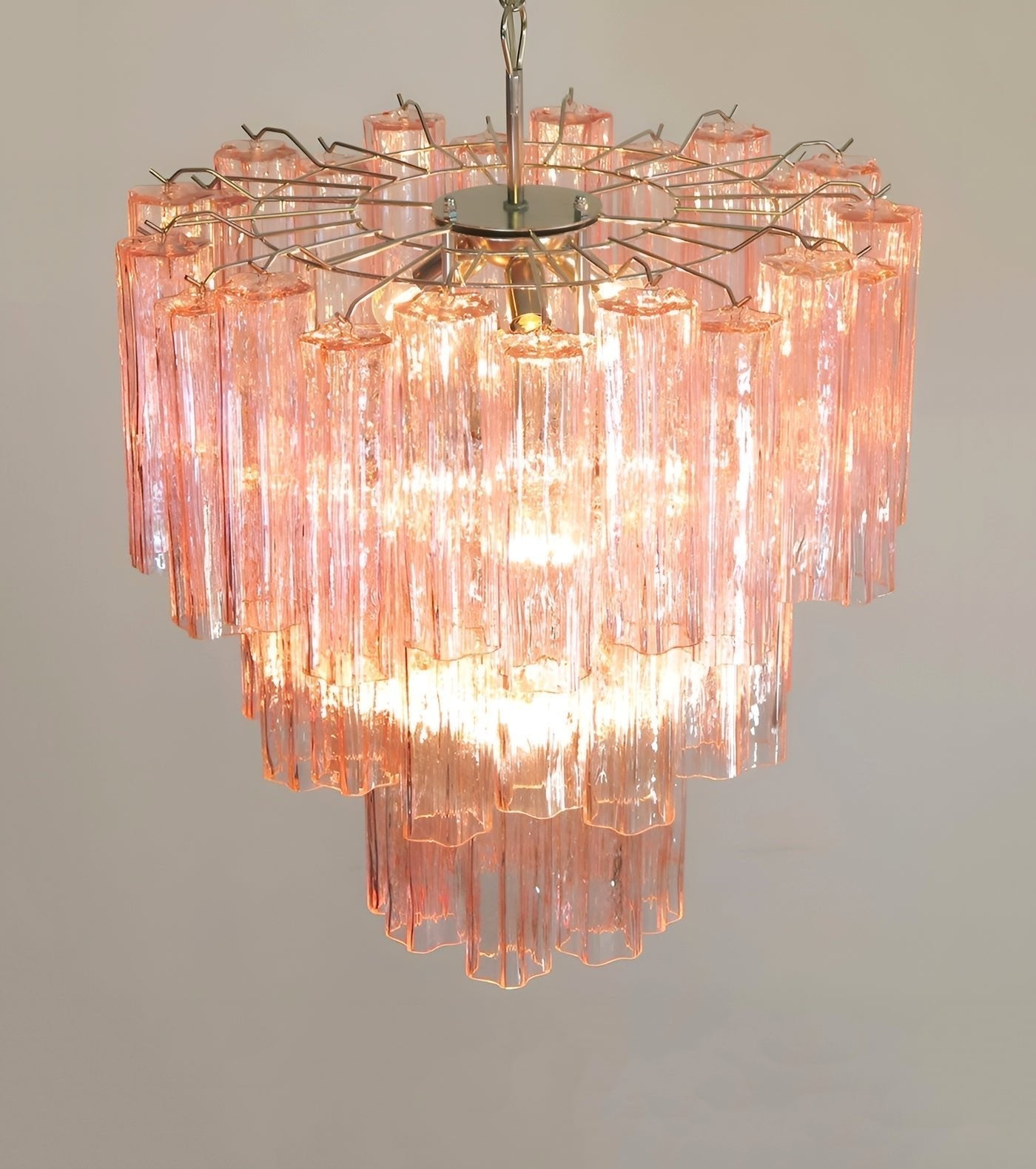 Aurora Chandelier Pink Glass Tubes Layered Modern - Neutralighting