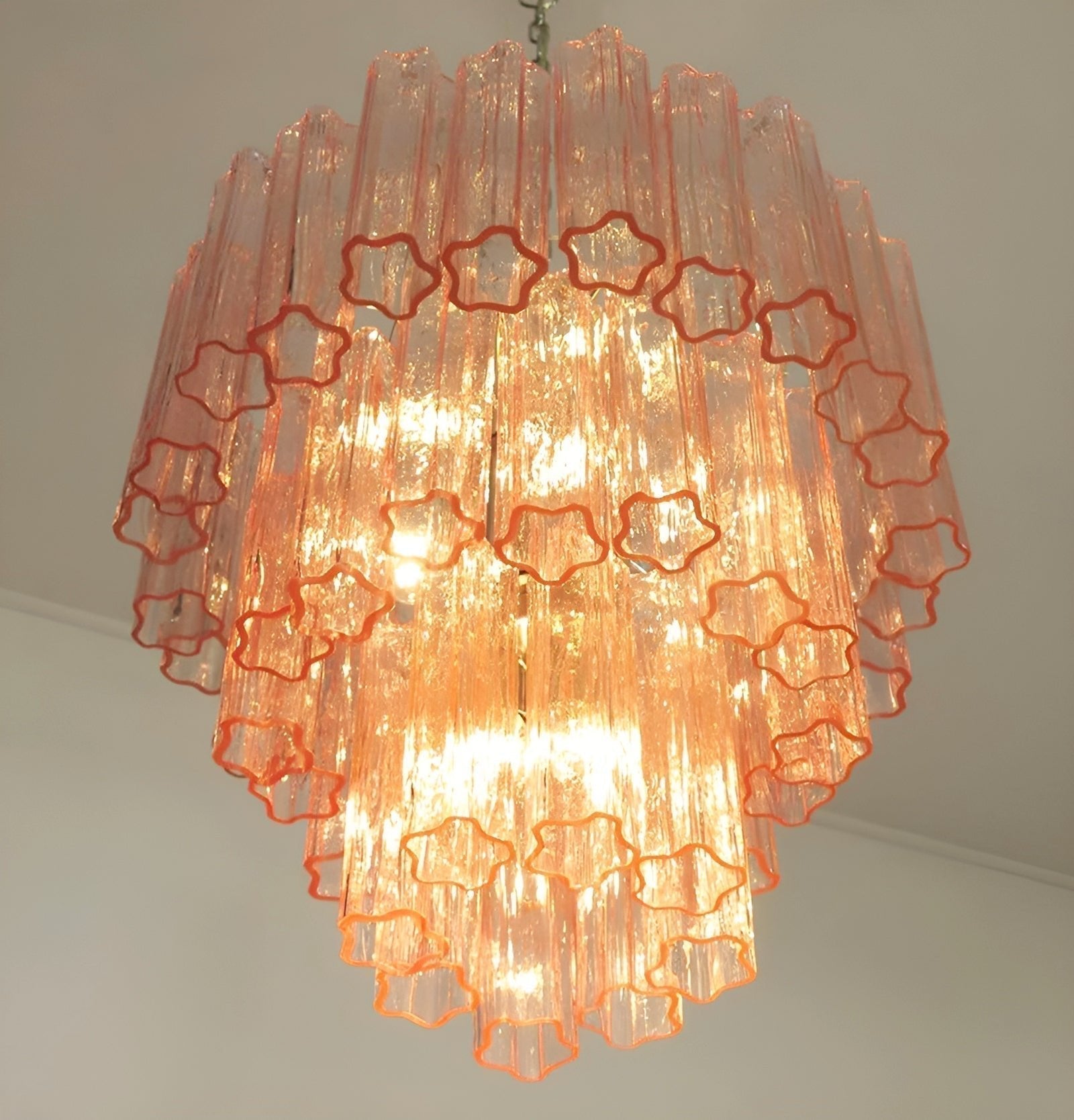 Aurora Chandelier Pink Glass Tubes Layered Modern - Neutralighting