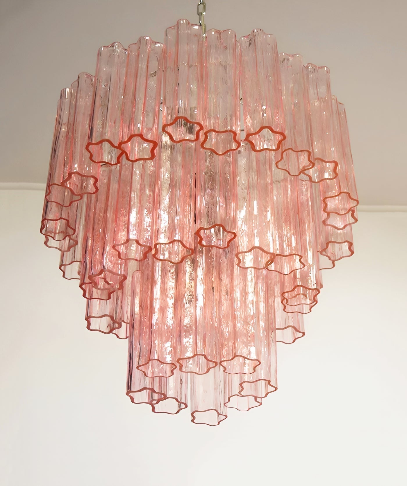 Aurora Chandelier Pink Glass Tubes Layered Modern - Neutralighting