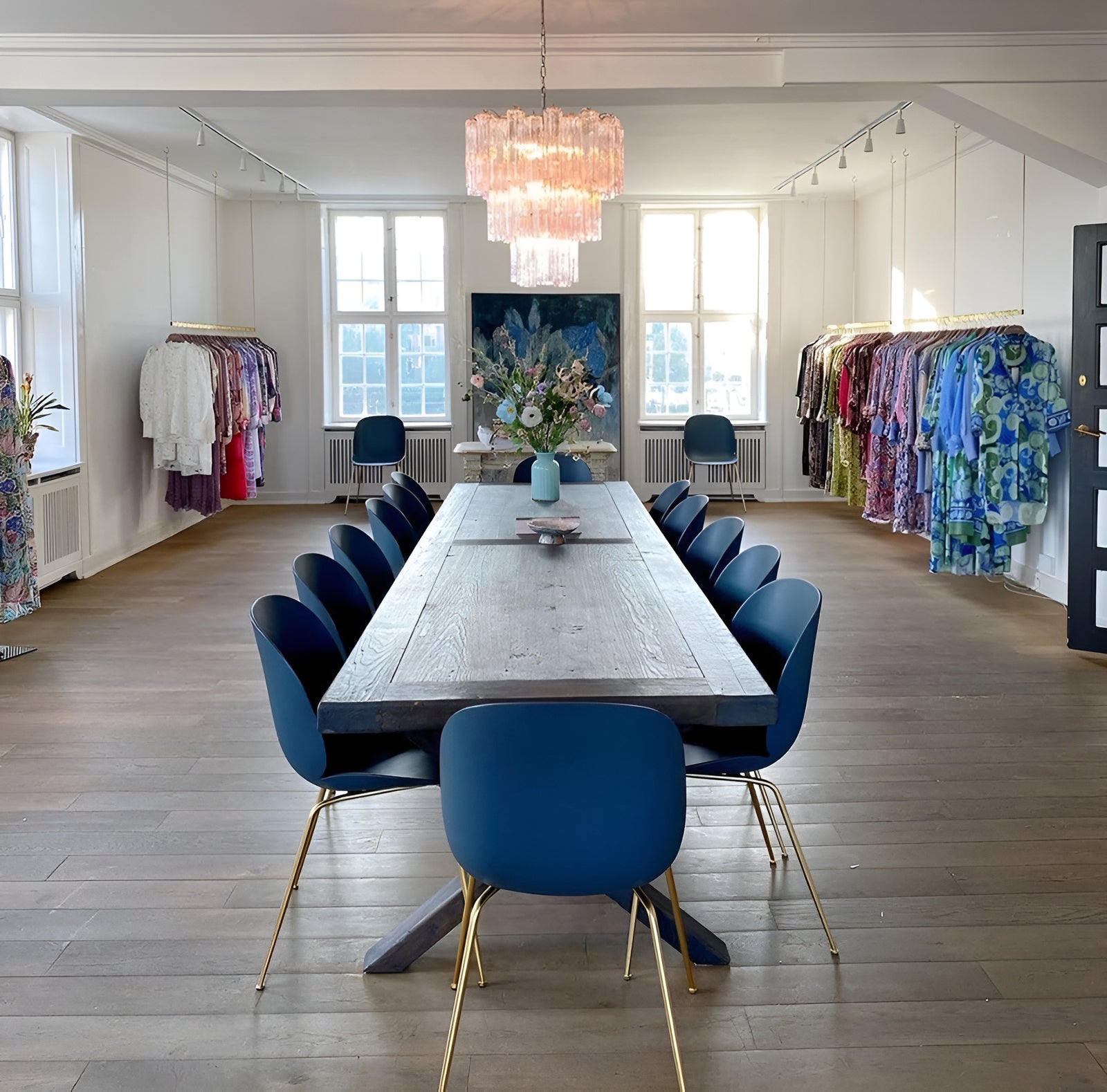 Aurora Chandelier Pink Glass Tubes Layered Modern - Neutralighting