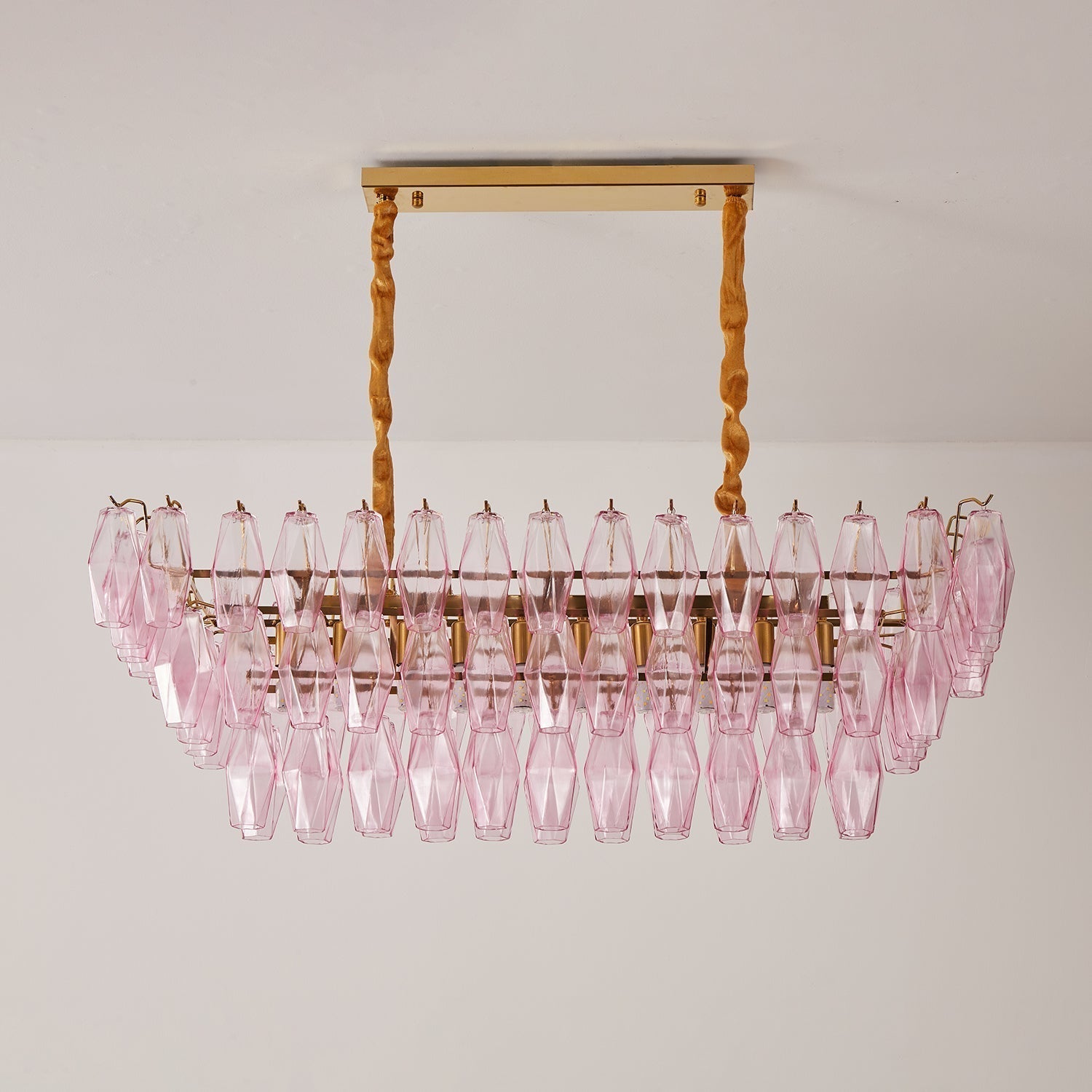 Aurora Chandelier Rose Prism Glass Rectangular Layered - Neutralighting
