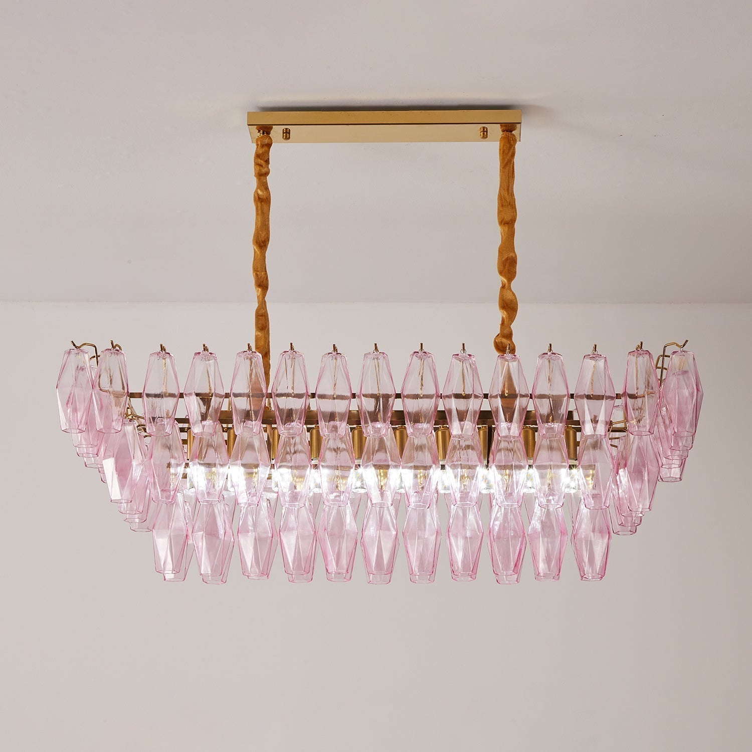 Aurora Chandelier Rose Prism Glass Rectangular Layered - Neutralighting