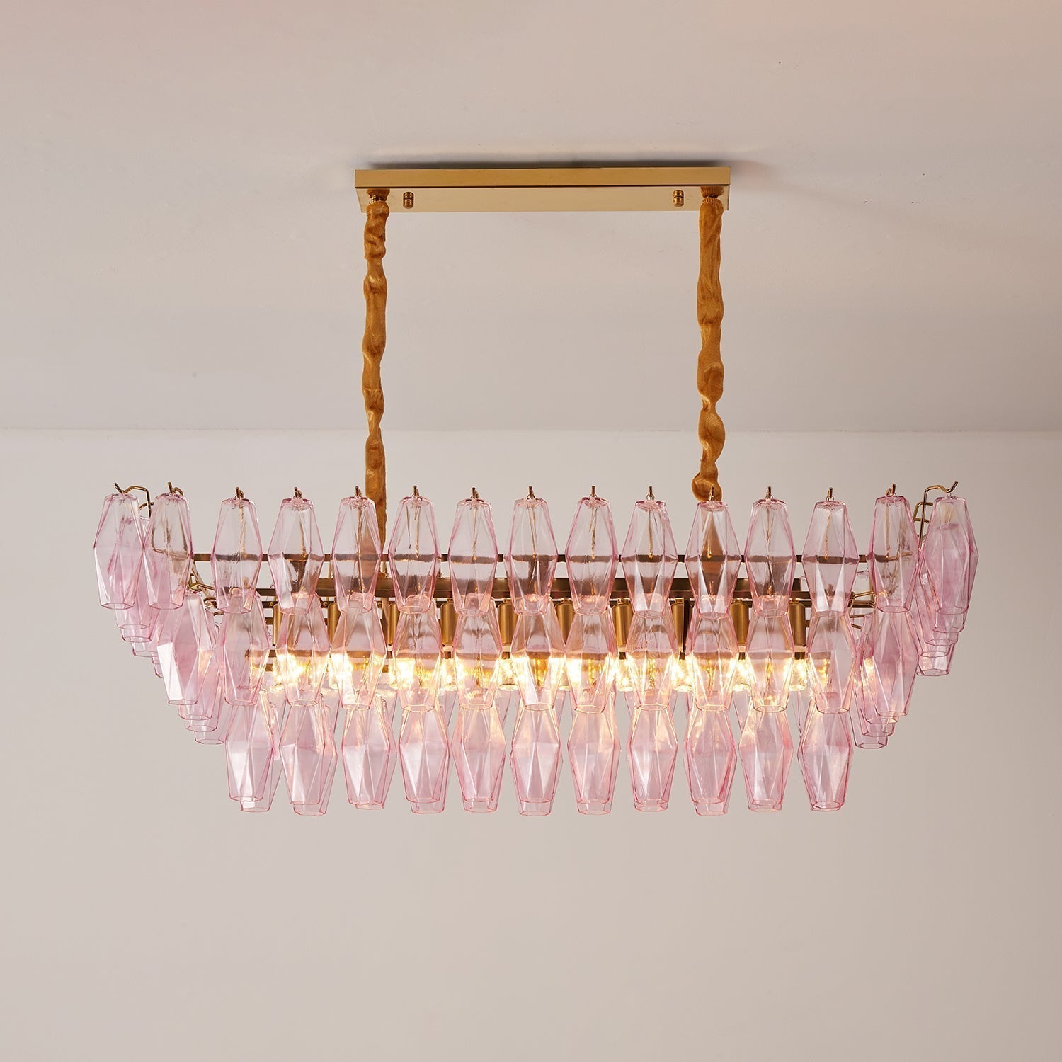 Aurora Chandelier Rose Prism Glass Rectangular Layered - Neutralighting