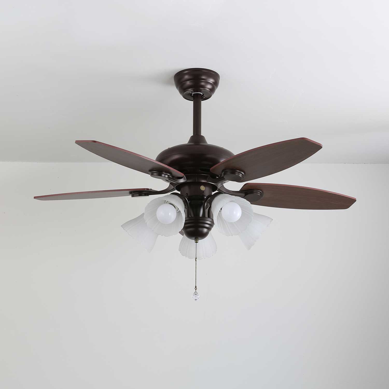 Florence Vintage Deckenventilatorleuchte aus Holz und Glas