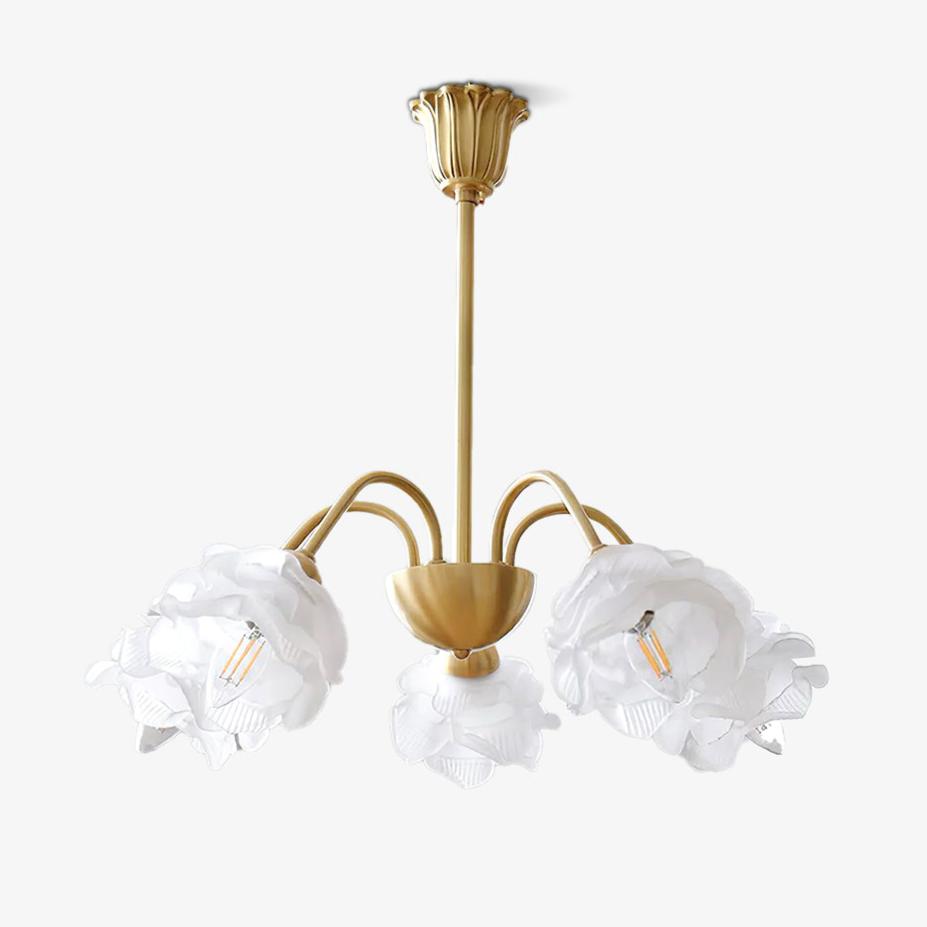 Lustra Kronleuchter Messing Glas Rose Blume-Letslighting