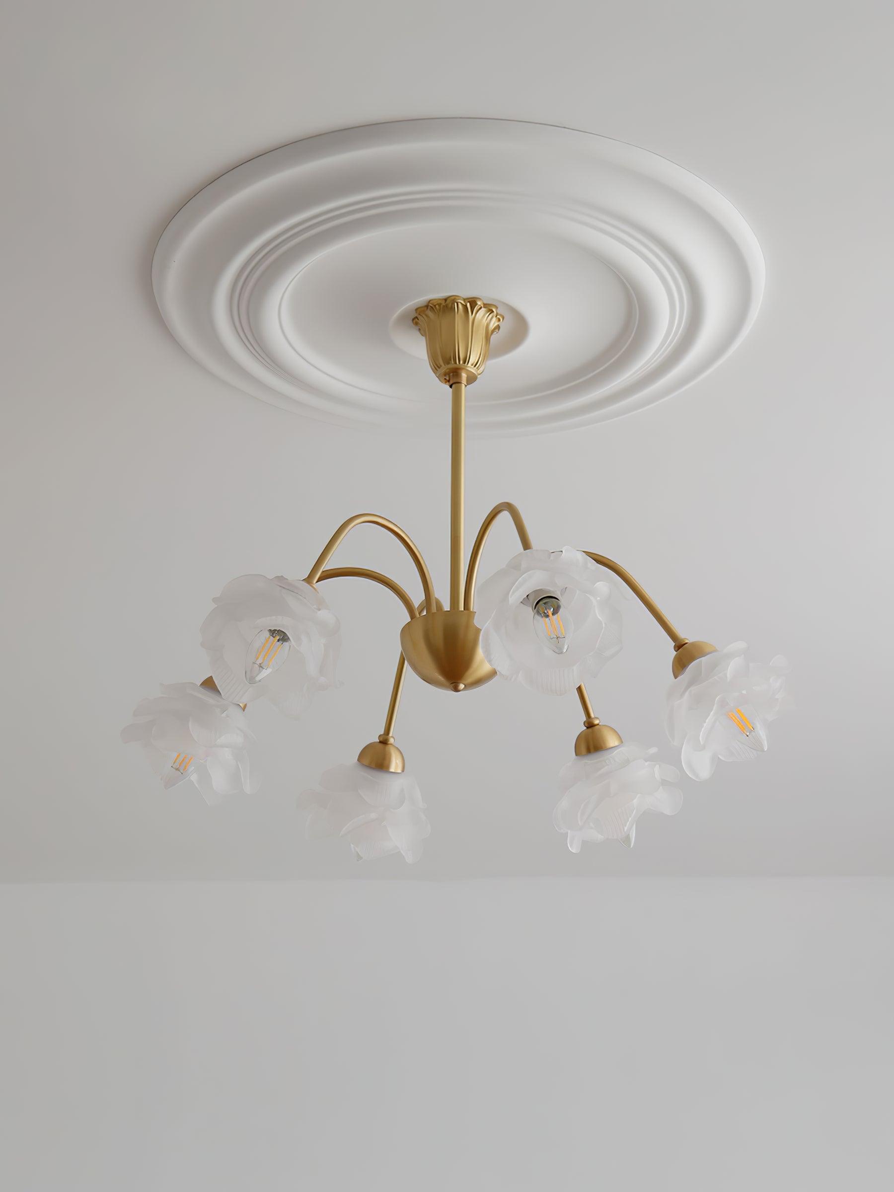 Lustra Kronleuchter Messing Glas Rose Blume-Letslighting