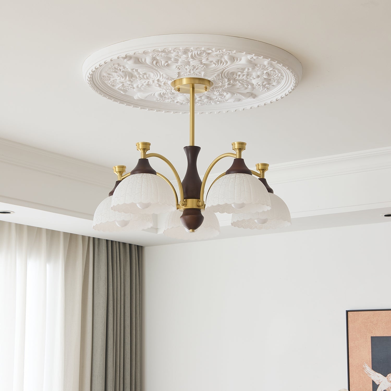 Avvynila Traditionelle Eleganz Vintage Messing Holz Kronleuchter-Letslighting
